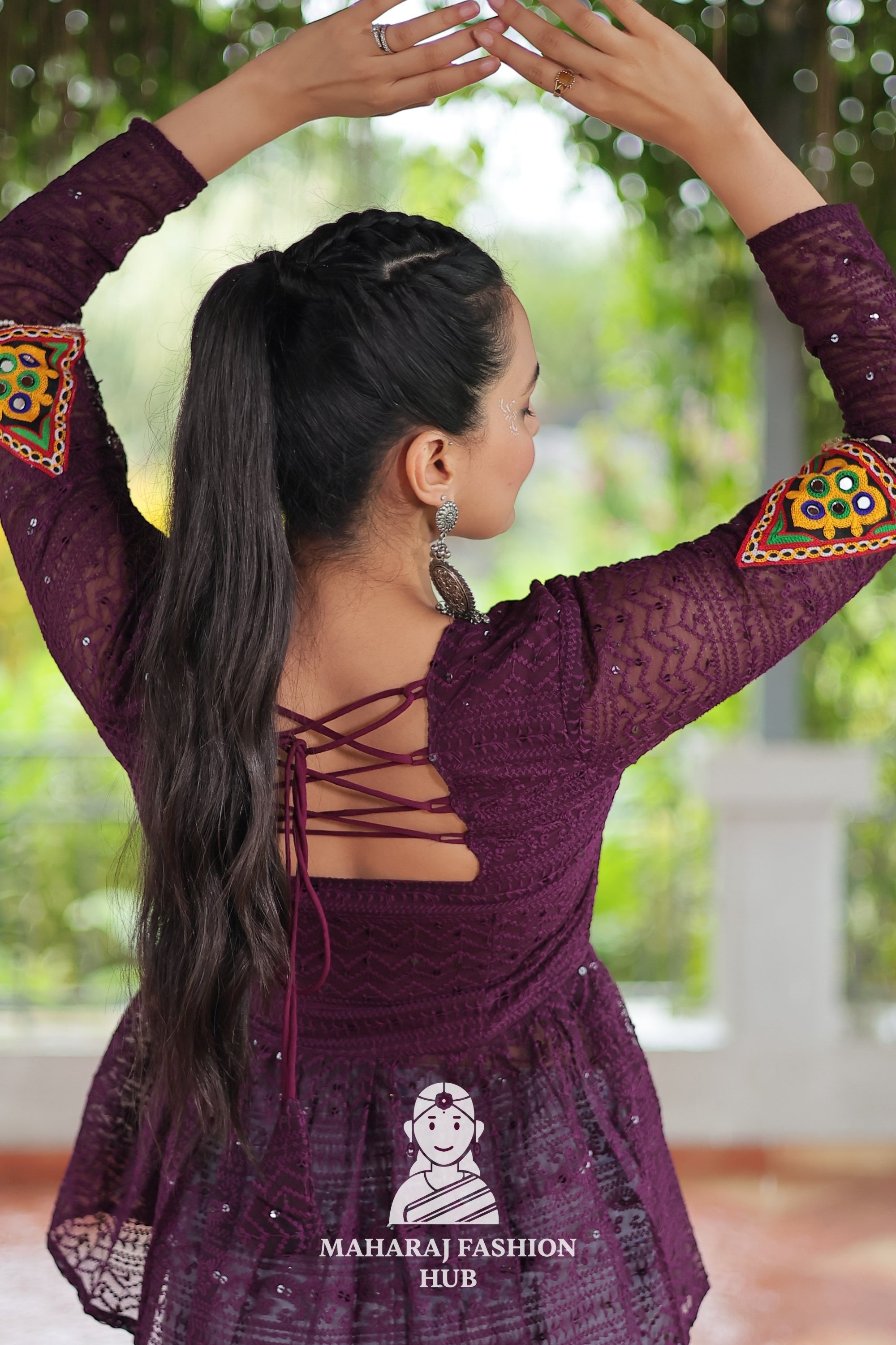 Elegant Kutchi Gamthi Schiffli Embroidery Georgette Peplum Top 🌸👑