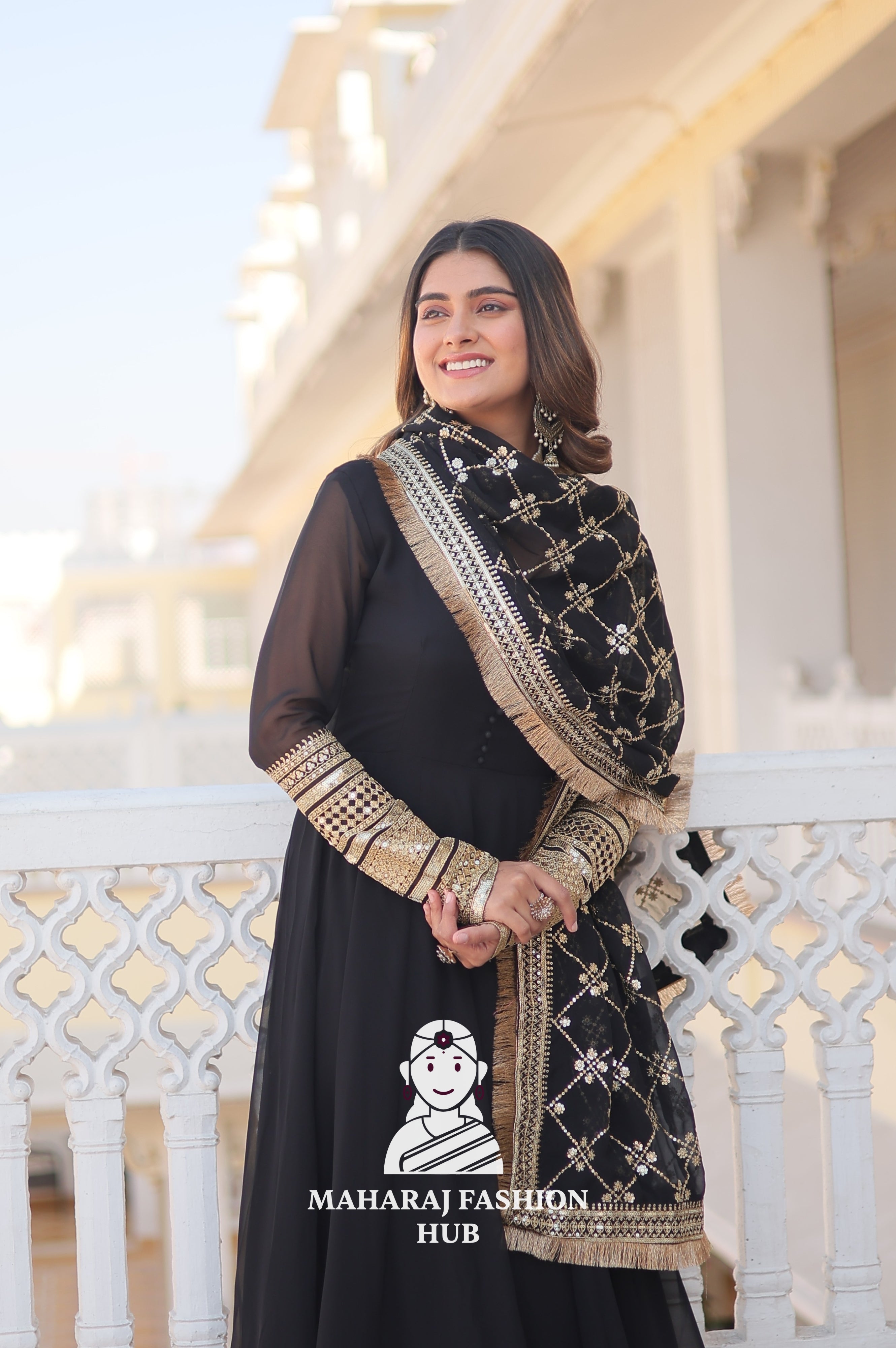 Glam It Up in Faux Blooming – Special Designer Gown with Dupatta Elegance