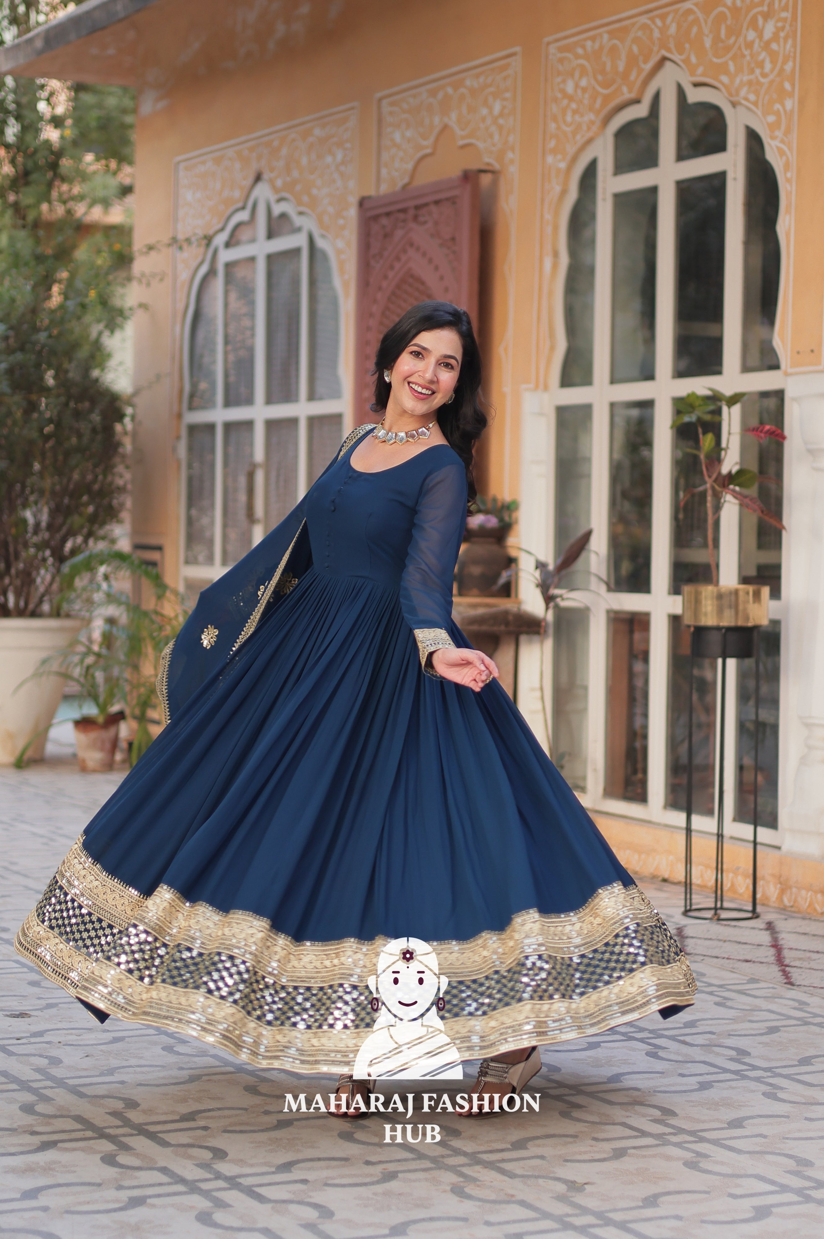 🌟 Embroidery Meets Timeless Comfort - Special Designer Gown