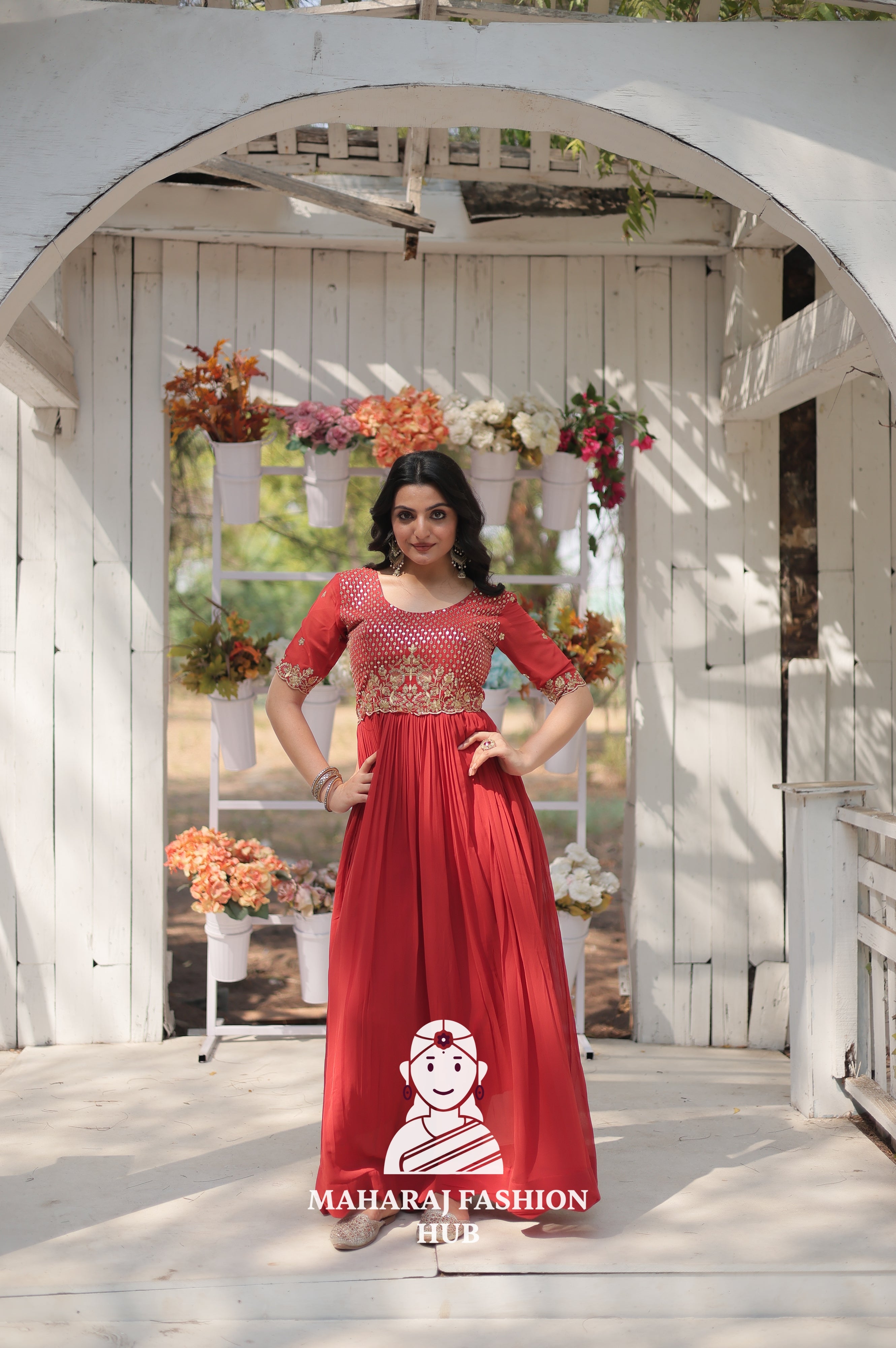 Sequins Embroidered Fabric Gown with Luxurious Finish