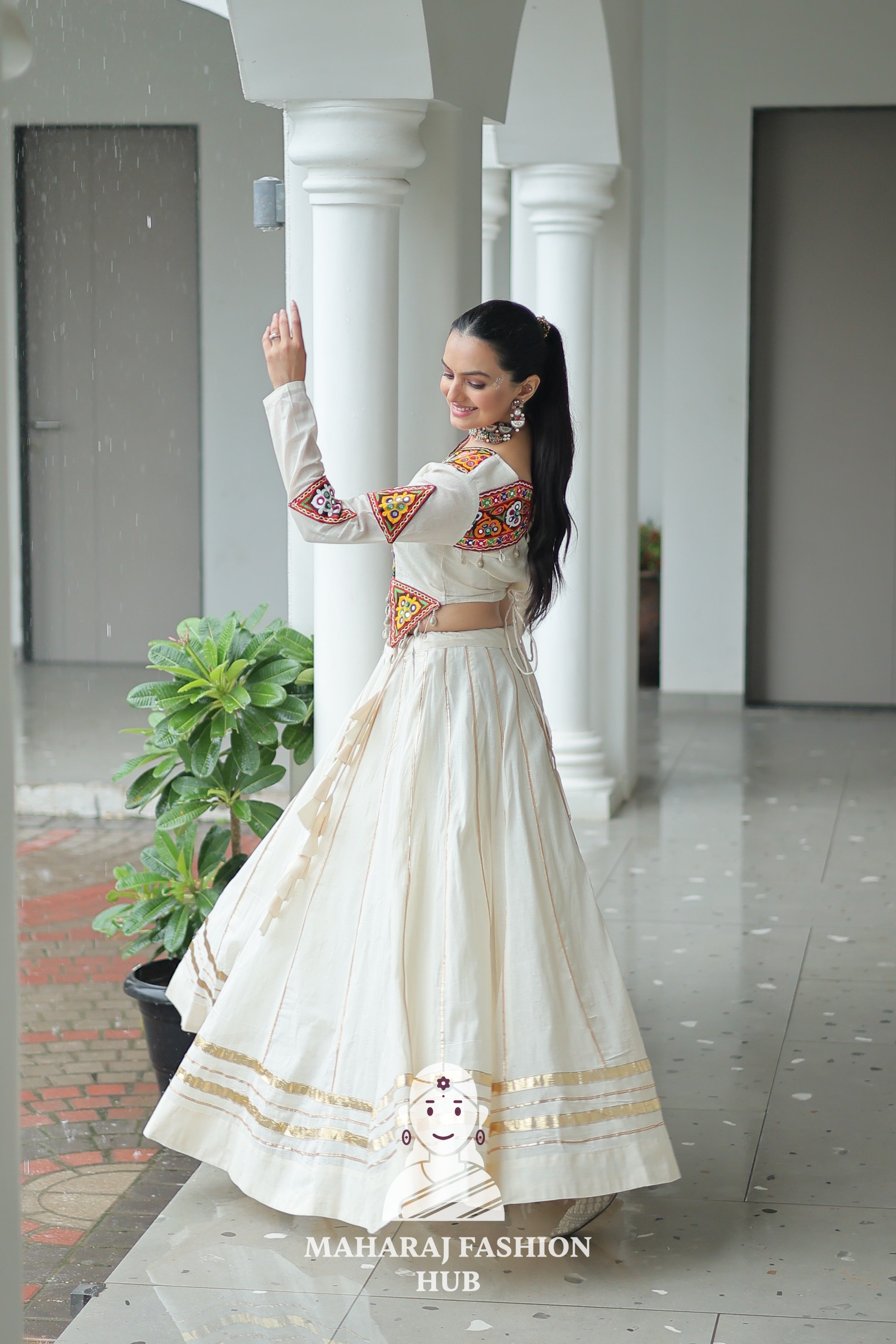 🌸 Traditional Navratri Elegance: Kora Cotton Chaniya Choli 🌸