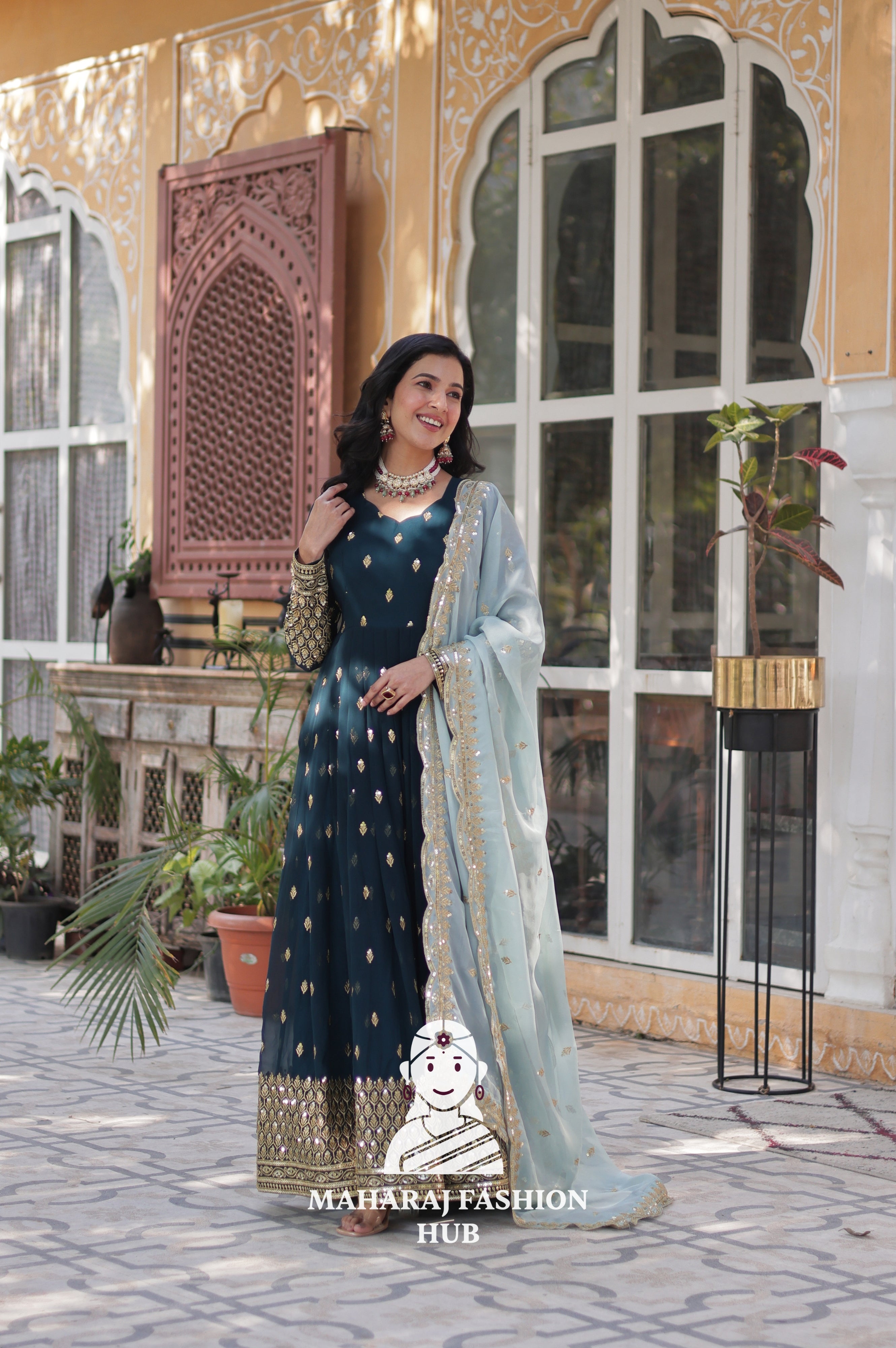 🌸 Embroidered Glam with Tabby Silk Touch - Special Designer Gown