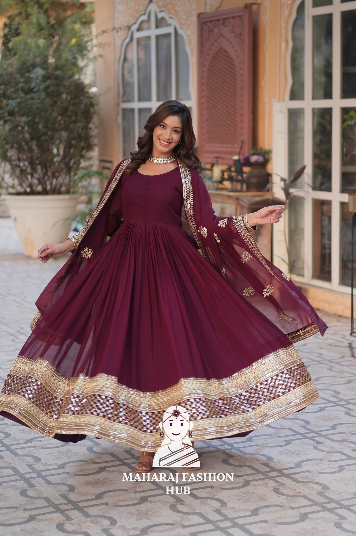 ✨ Faux Blooming Elegance Unveiled - Special Designer Gown