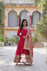✨ Shimmer Vichitra Gown with Rich Sequins & Fendi Dupatta - Special Designer Gown