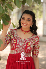 Premium Fabric Gown with Rich Embroidery and Sequins