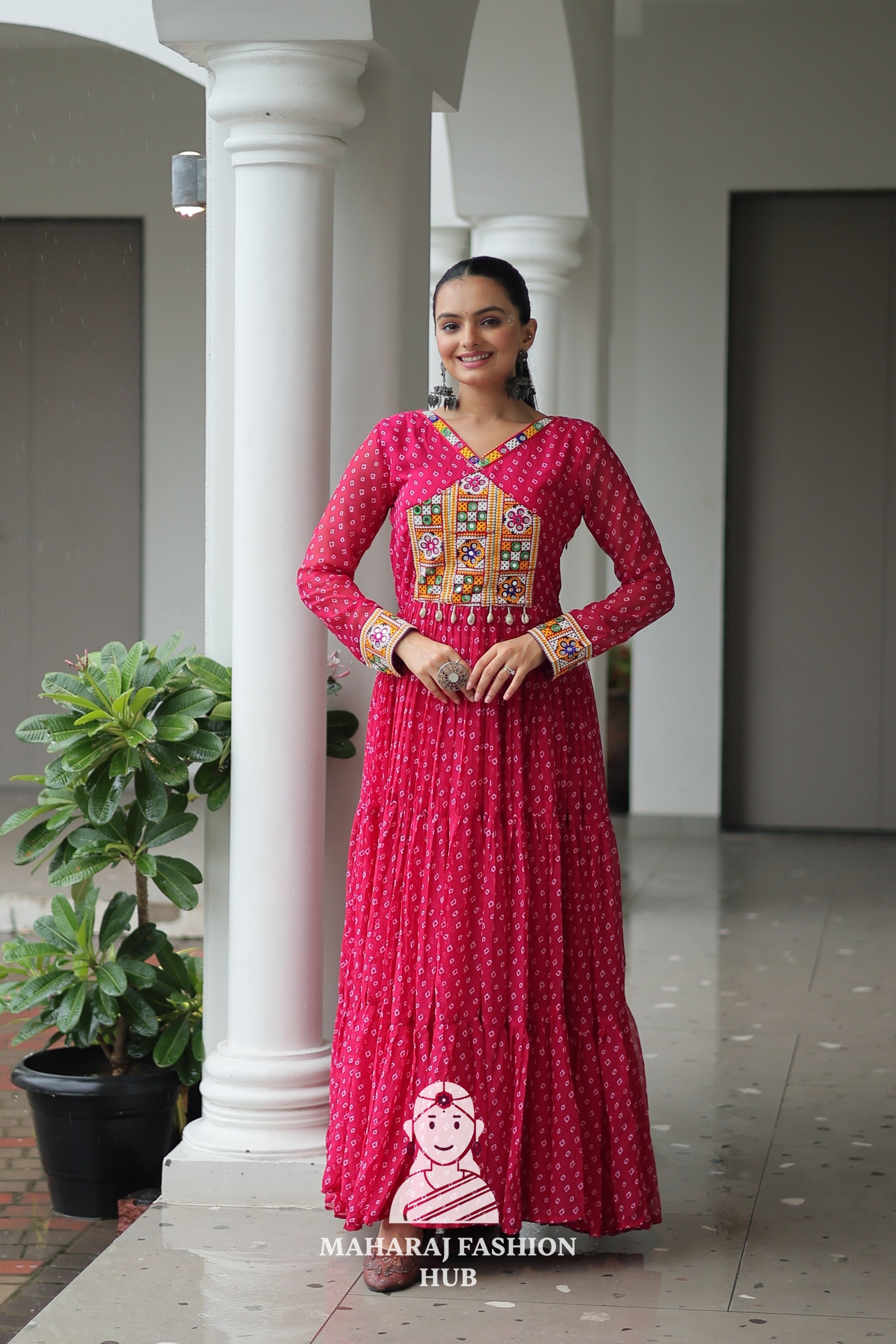 Elegant Faux Georgette Bandhani Print Navratri Collection 🌟👑