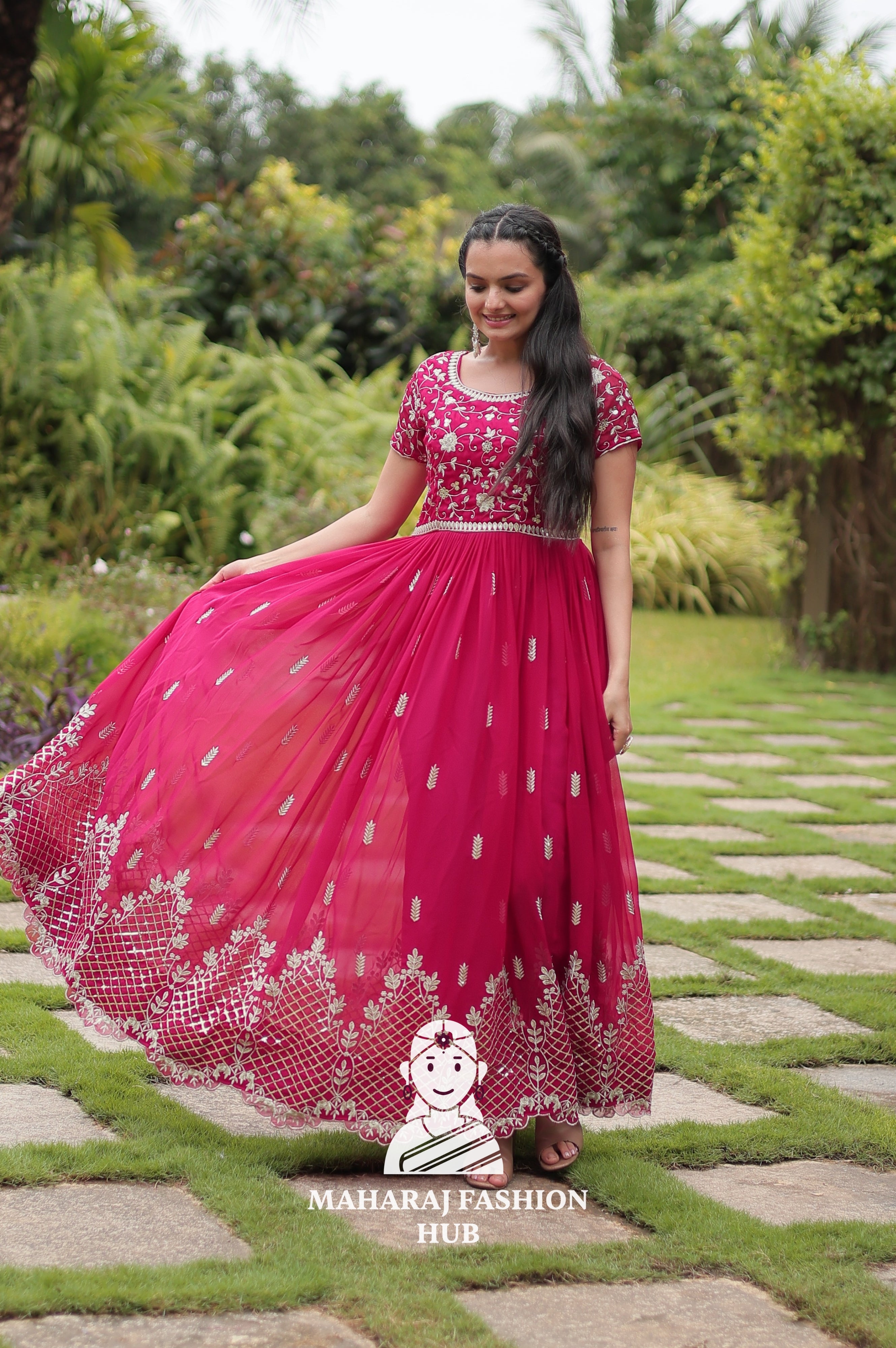 💃 Faux Blooming Gown with Sequins Magic - Special Designer Gown