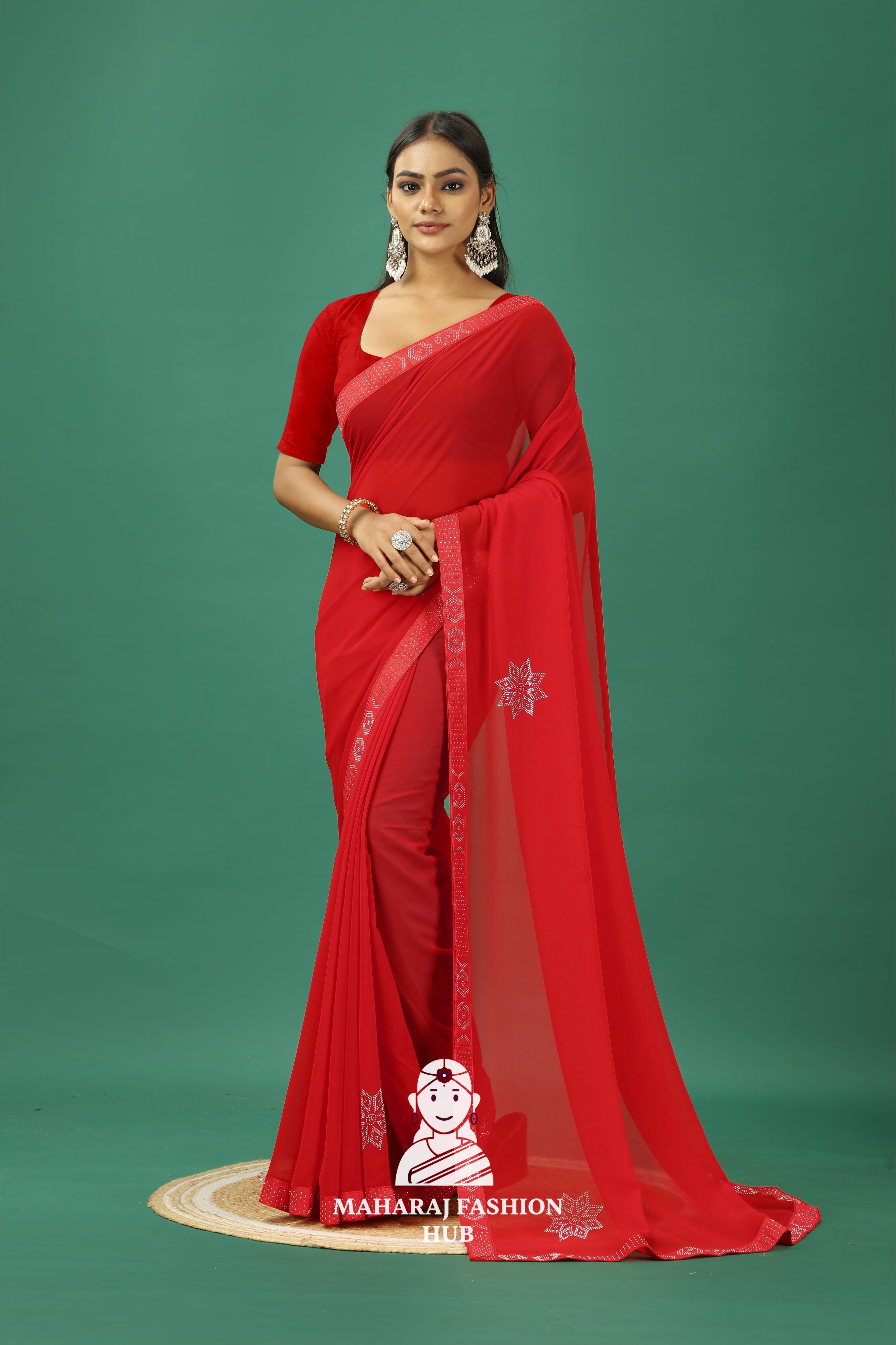 Maharaj Fashion Hub Premium Georgette Saree – Soft, Stylish & Ready to Drape