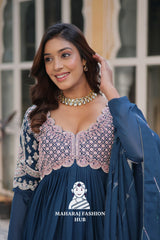 🧵 Designer Gown with Star Georgette Dupatta - Special Designer Gown