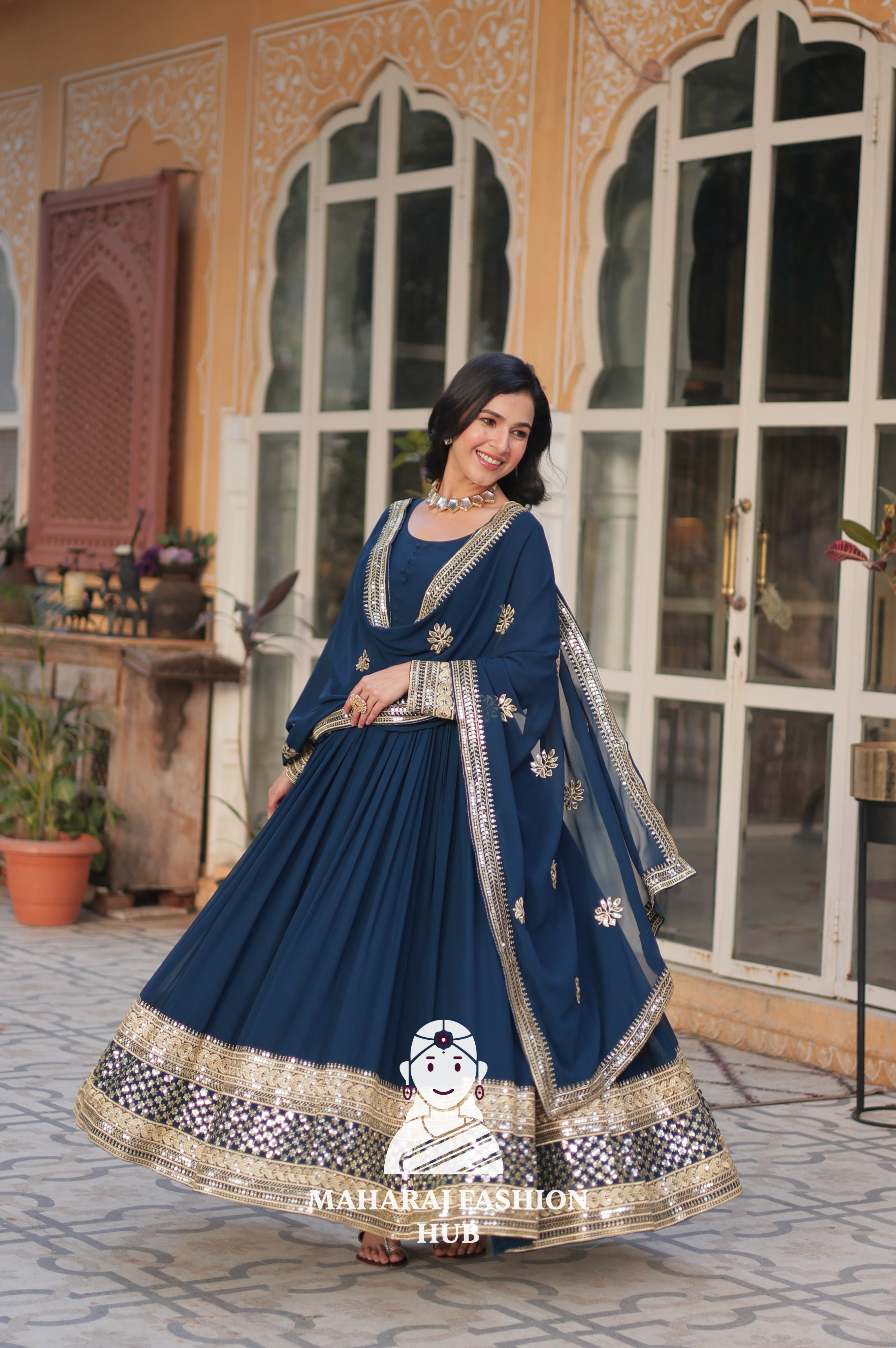 🌟 Embroidery Meets Timeless Comfort - Special Designer Gown