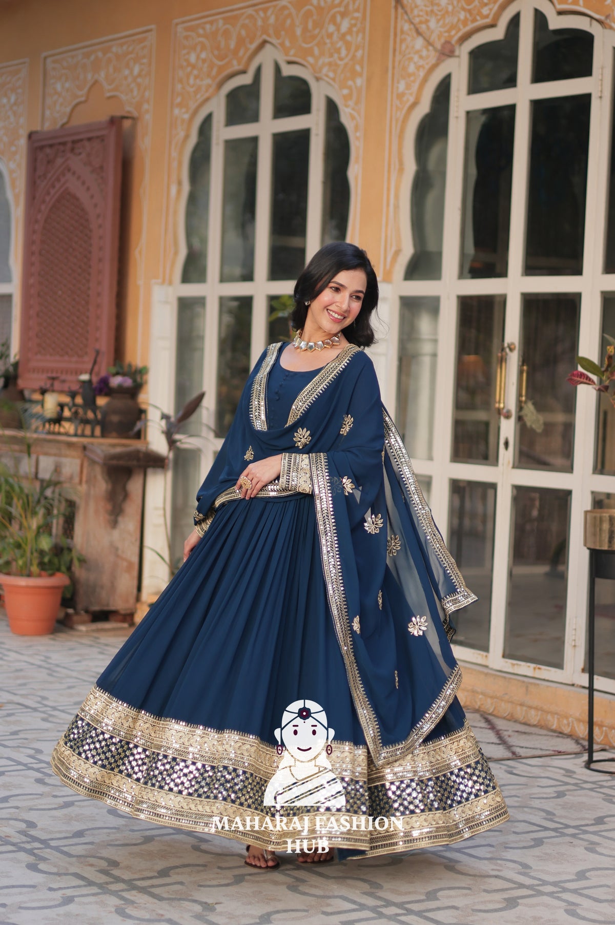 🌟 Embroidery Meets Timeless Comfort - Special Designer Gown