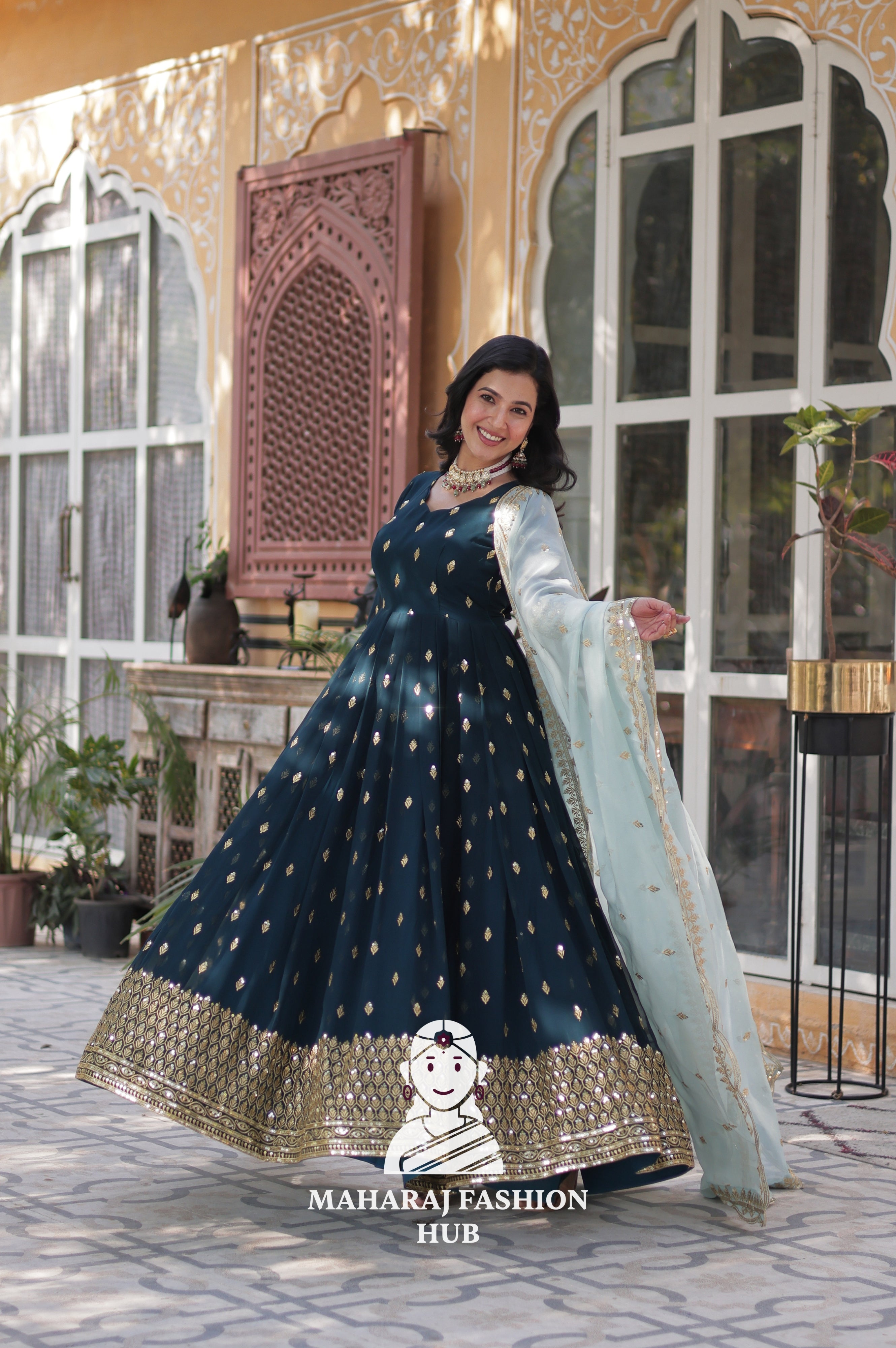 🌸 Embroidered Glam with Tabby Silk Touch - Special Designer Gown