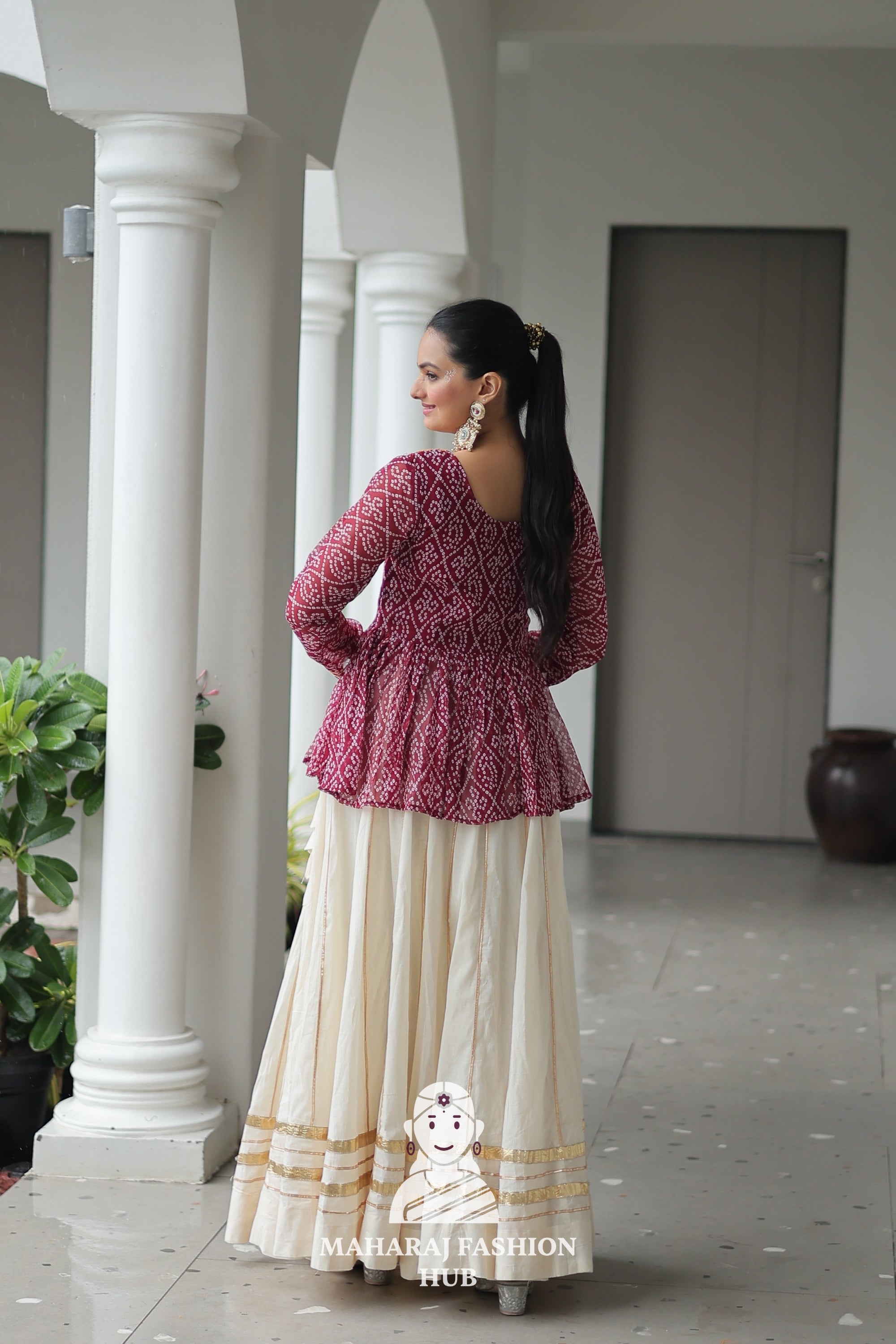 Navratri - Festive Lehenga Set – Bandhani Print Kutchi Work Top with Gota Patti Skirt 👑🌺
