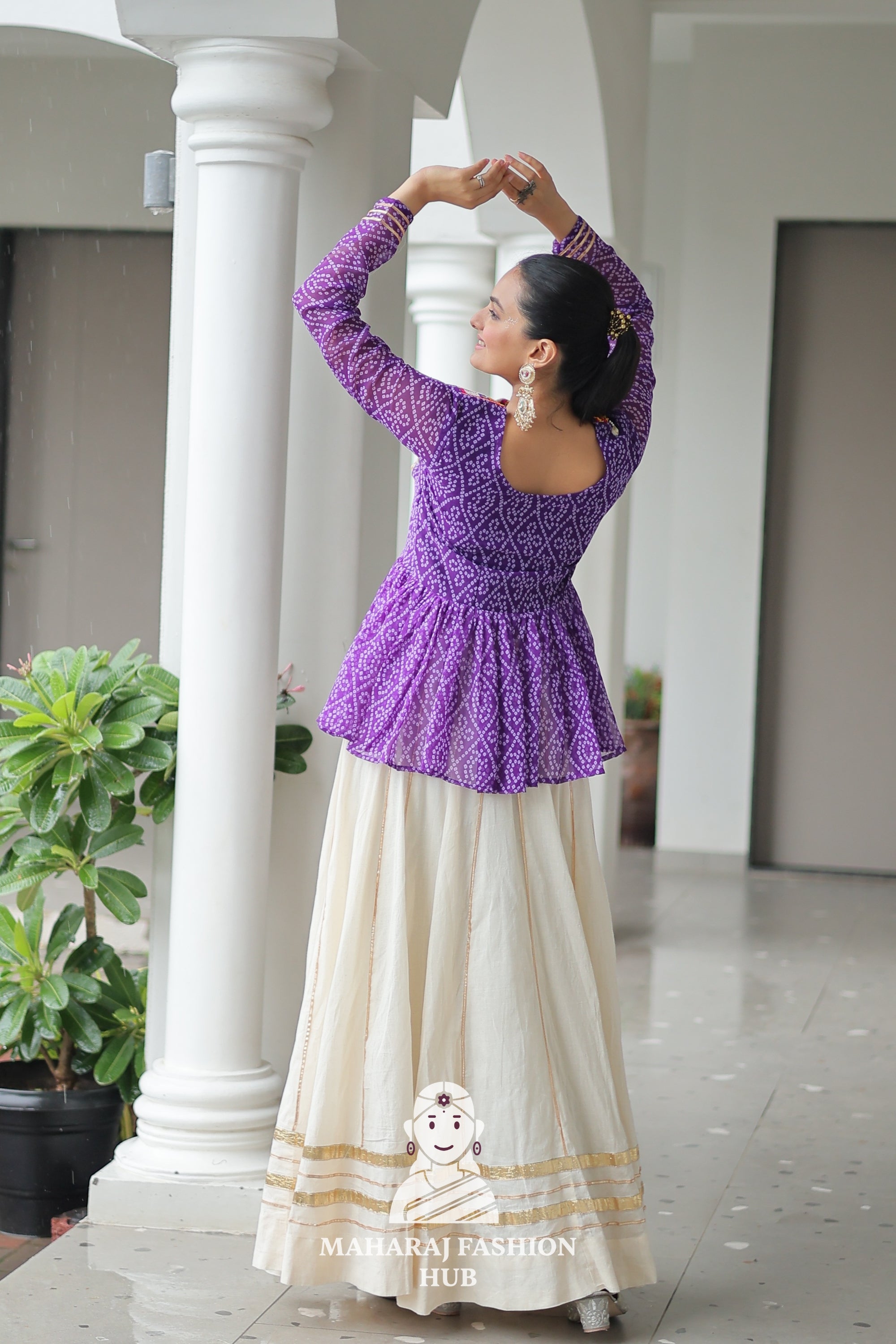 Navratri - Festive Lehenga Set – Bandhani Print Kutchi Work Top with Gota Patti Skirt 👑🌺