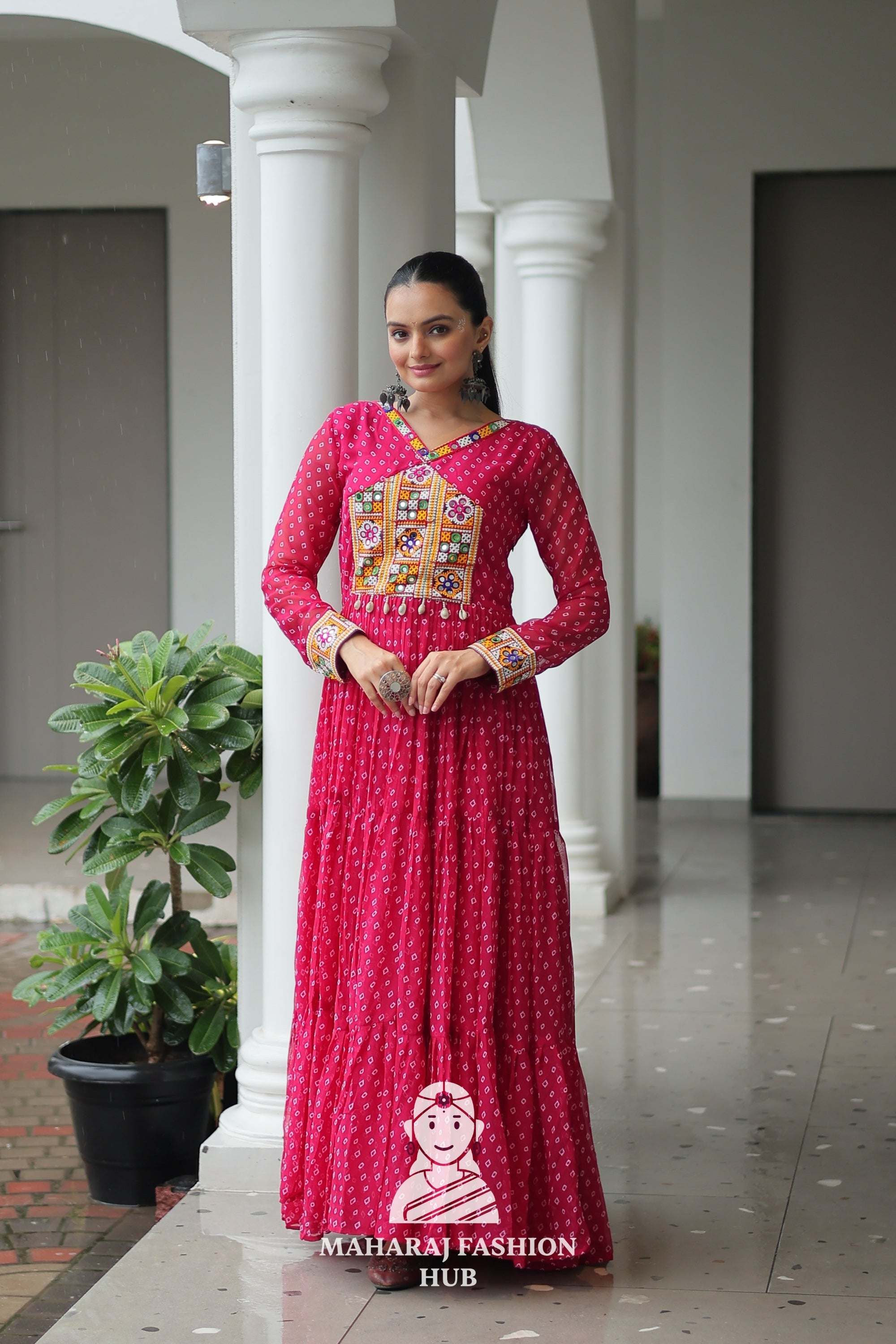 Elegant Faux Georgette Bandhani Print Navratri Collection 🌟👑