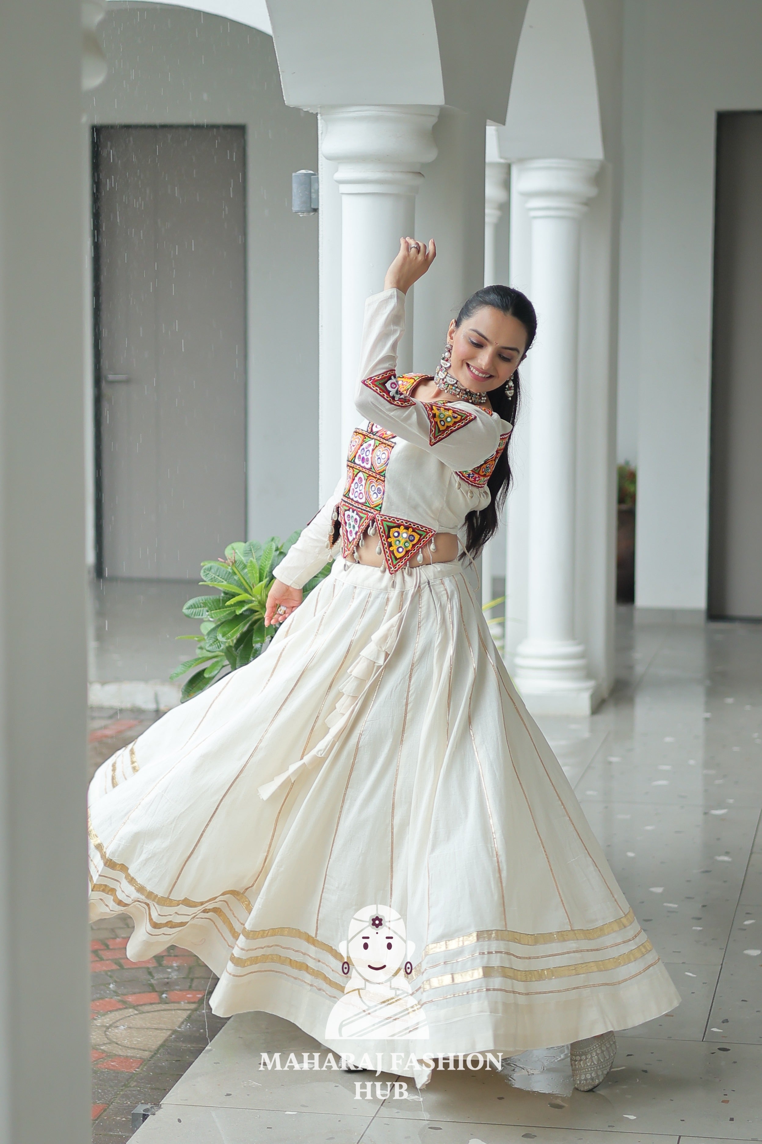 🌸 Traditional Navratri Elegance: Kora Cotton Chaniya Choli 🌸