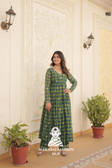 Foil Print Faux Georgette Elegance - Special Designer Gown