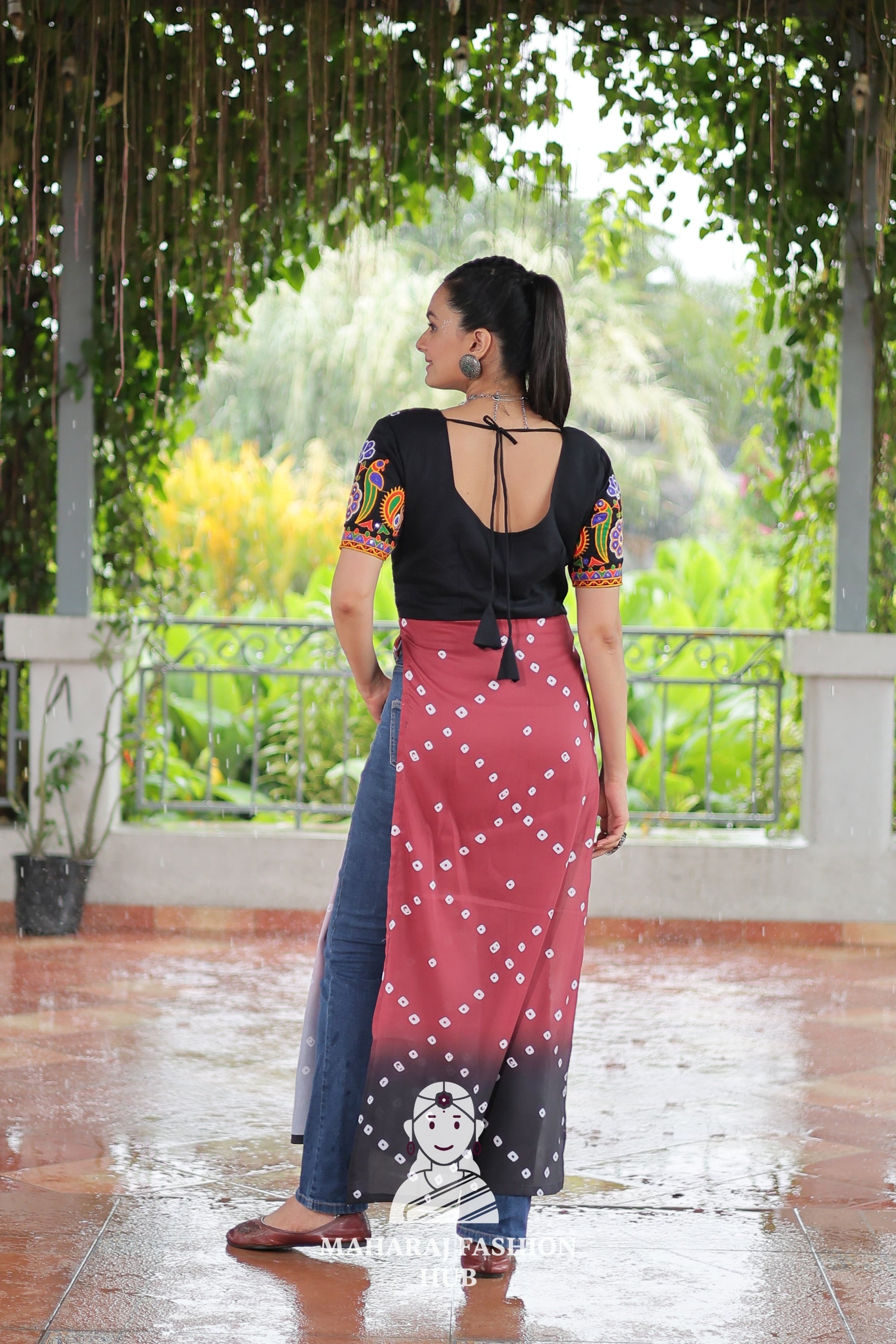 Premium Faux Georgette Bandhani Kutchi Patchwork Kurti for Festive Style 🌸🪔