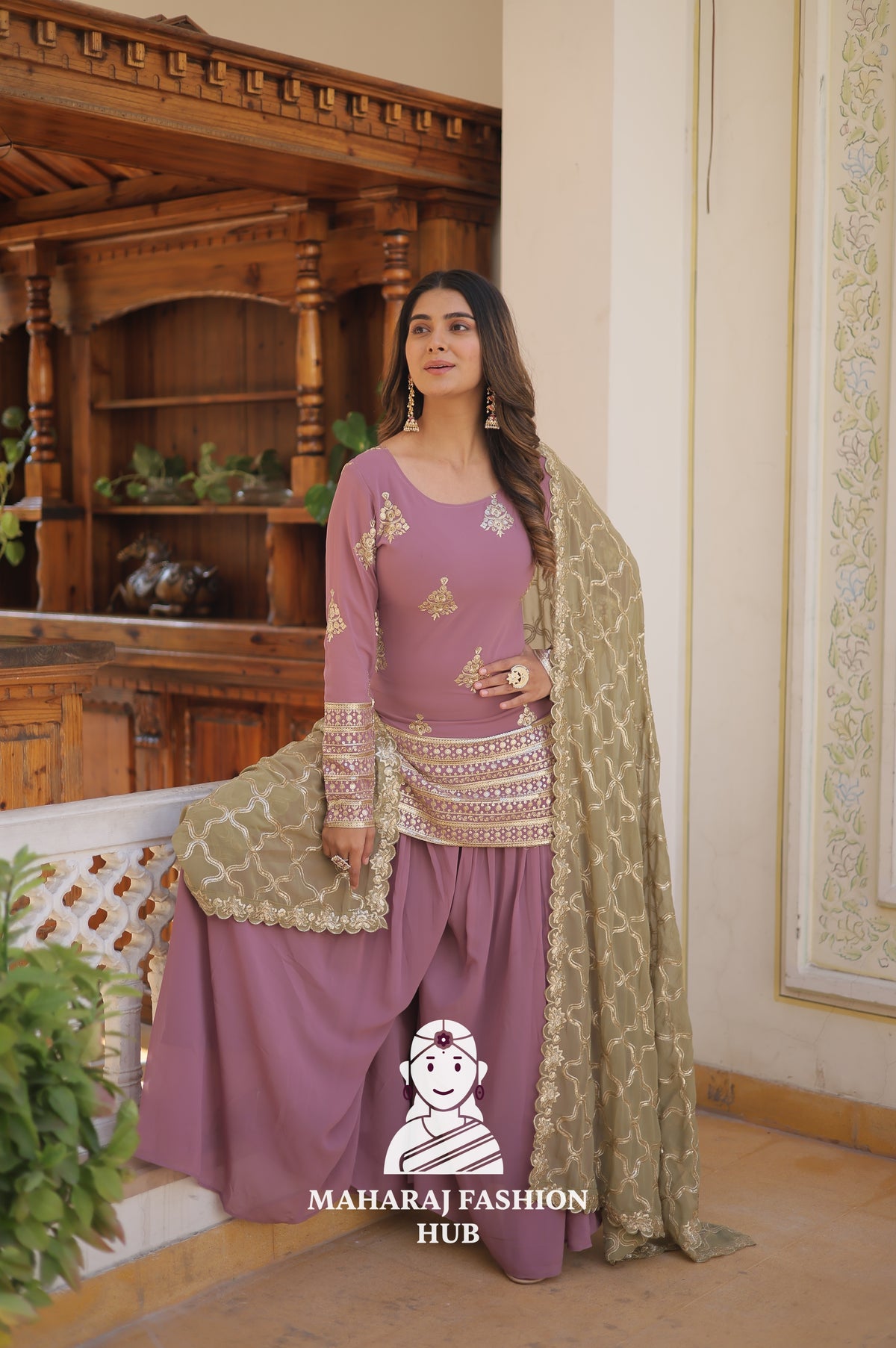 3-Piece : Sequins & Thread Work Faux Georgette Suit for Partywear Special Designer Gown