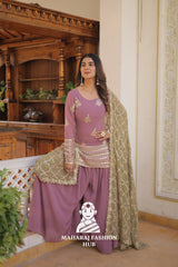 3-Piece : Sequins & Thread Work Faux Georgette Suit for Partywear Special Designer Gown