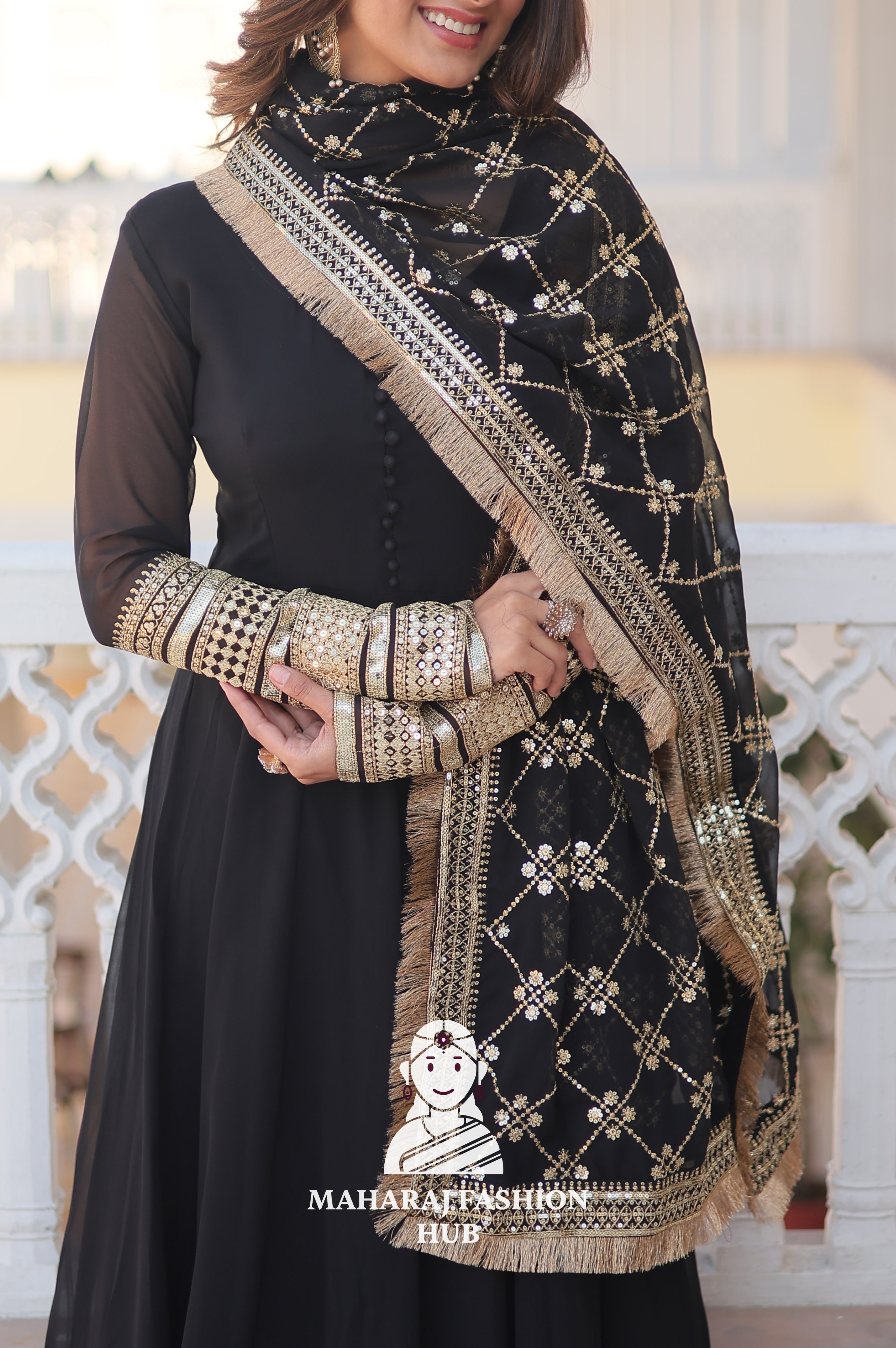 Glam It Up in Faux Blooming – Special Designer Gown with Dupatta Elegance