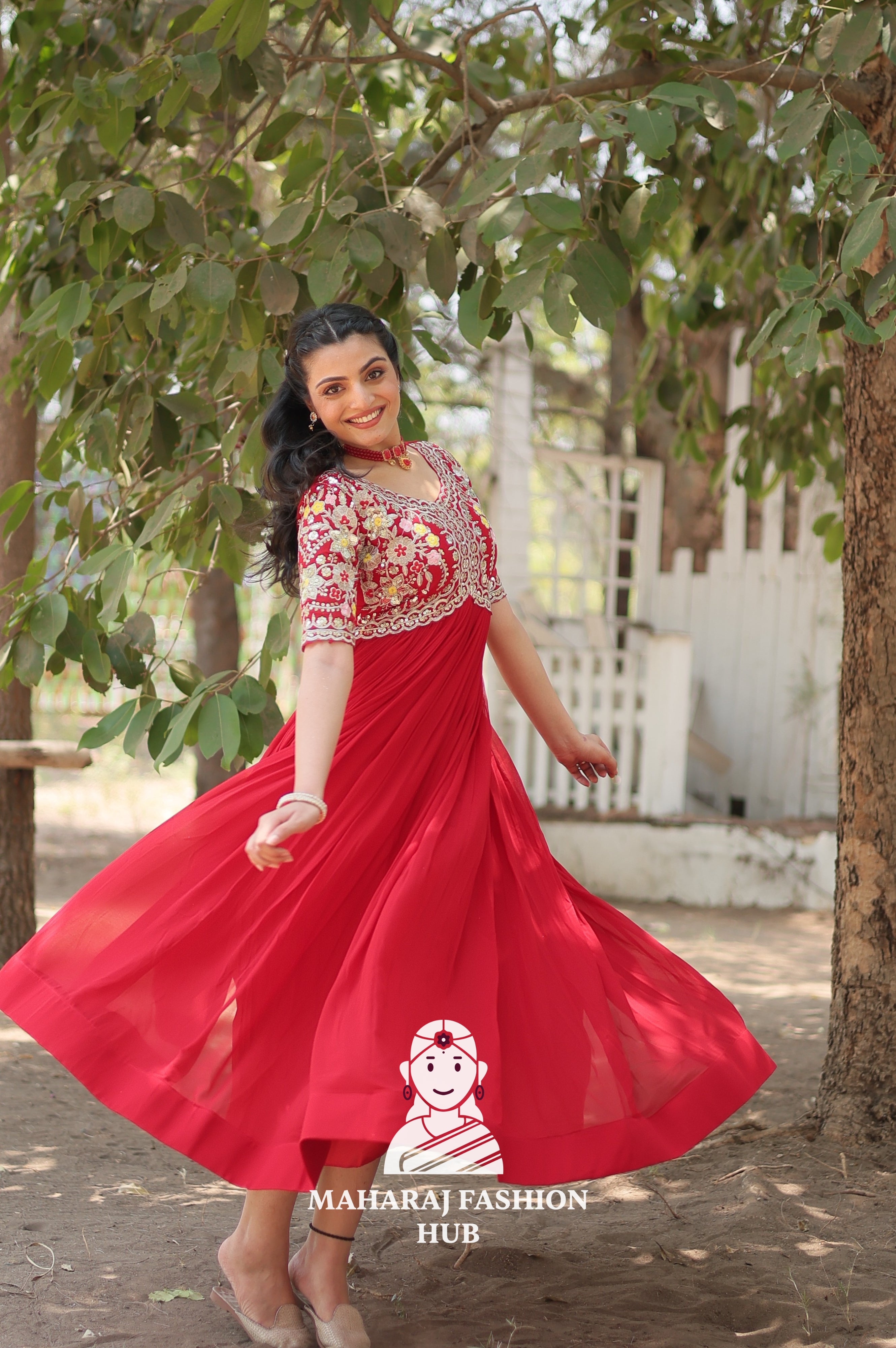 Premium Fabric Gown with Rich Embroidery and Sequins