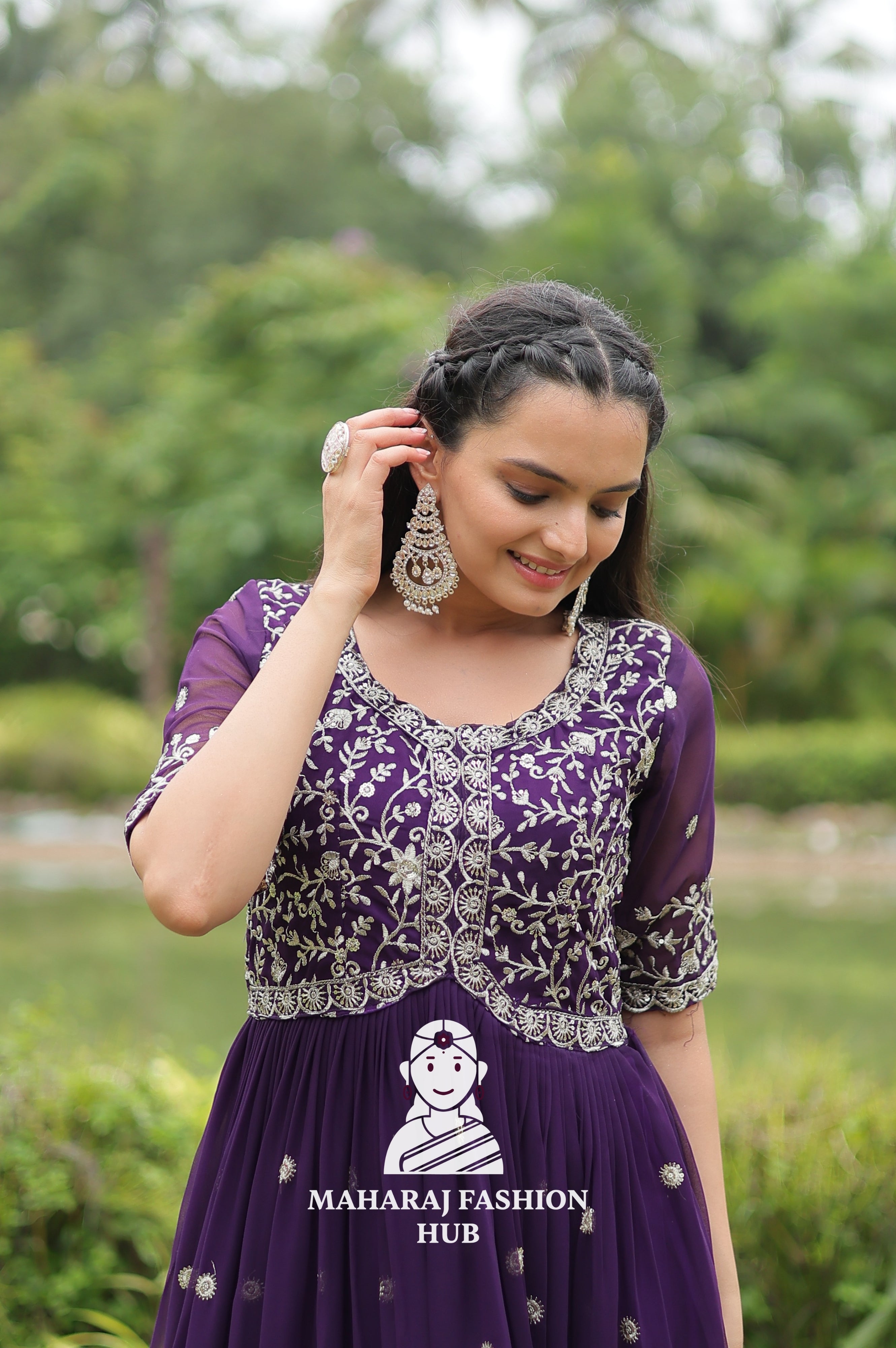 🎀 Party-Ready Gown in Zari Embroidery - Special Designer Gown