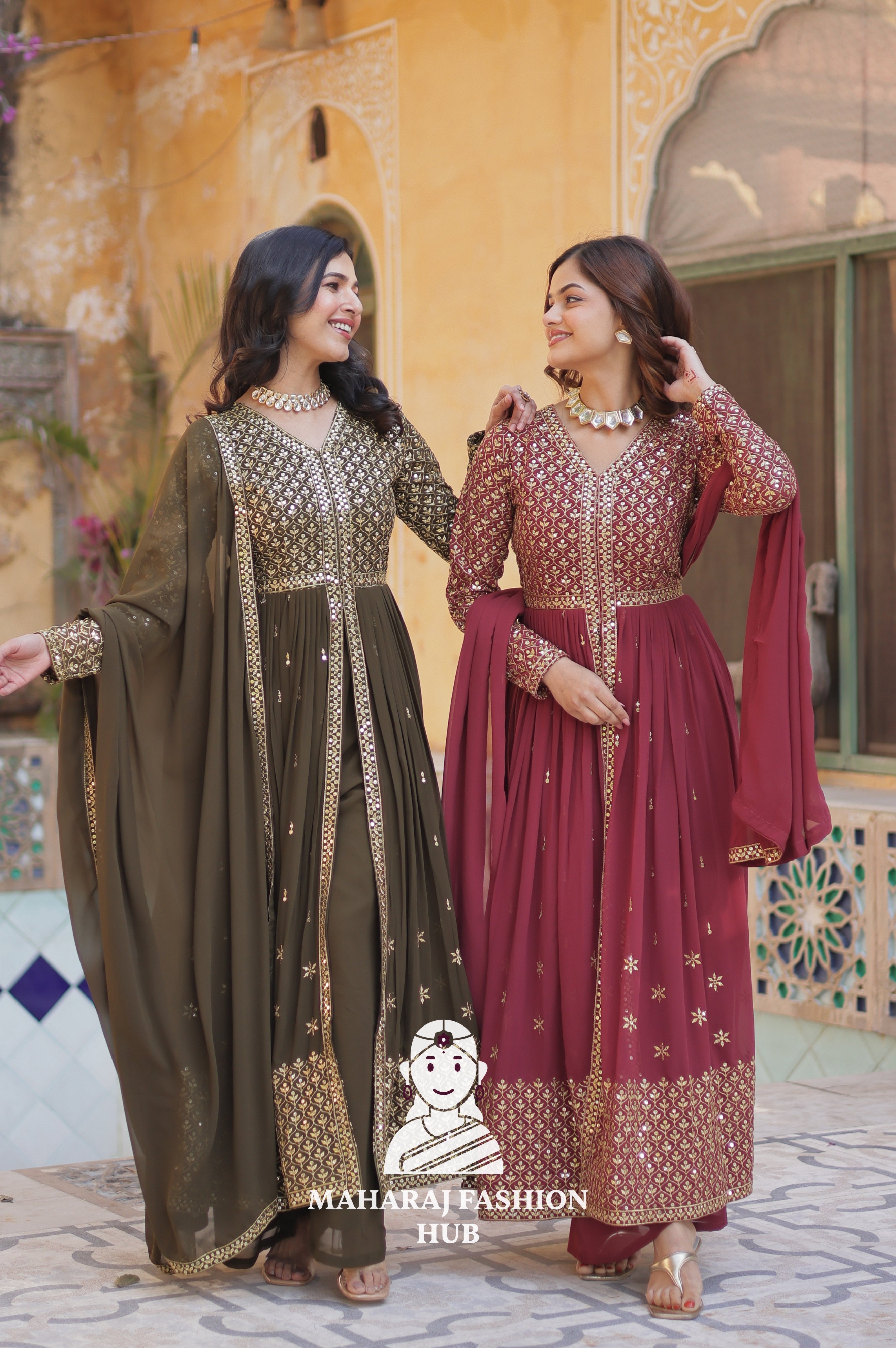 🧣 Designer 3-Piece Outfit in Georgette with Sequins Elegance - Special Designer Gown