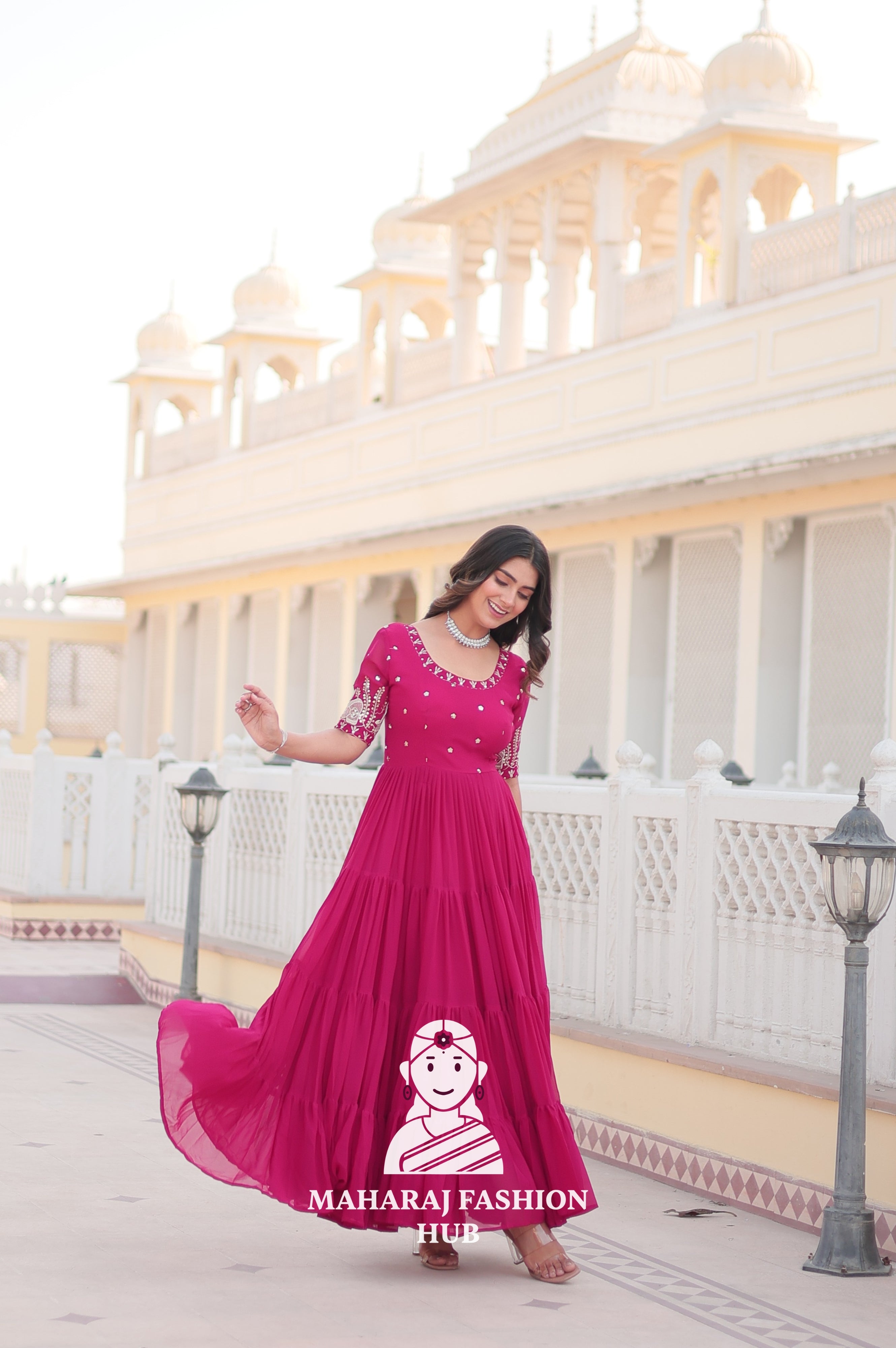 Designer Fabric Charm Embroidery Zari Sequins-work