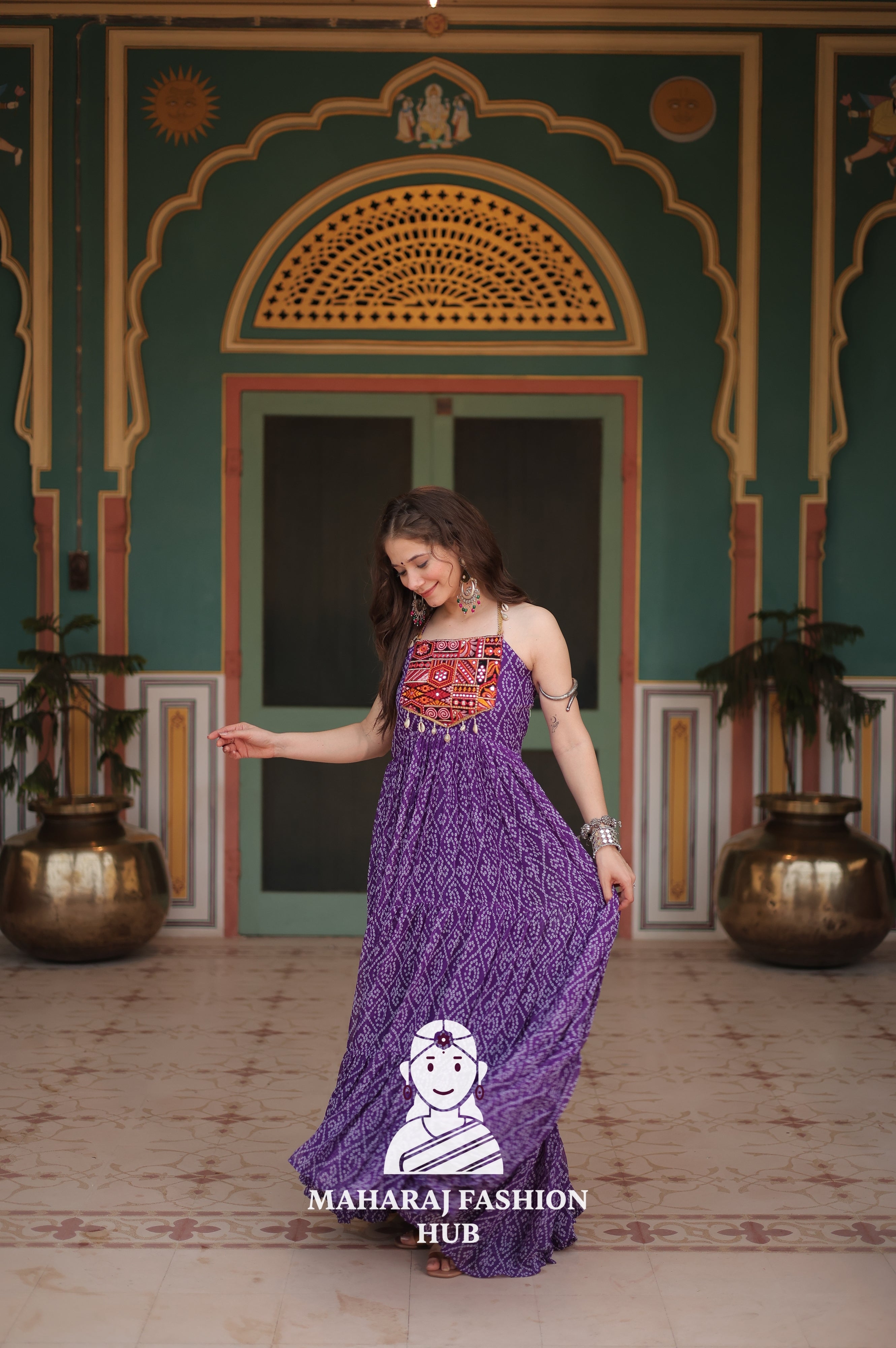Bandhani Print Faux Georgette Ensemble with Cotton Lining