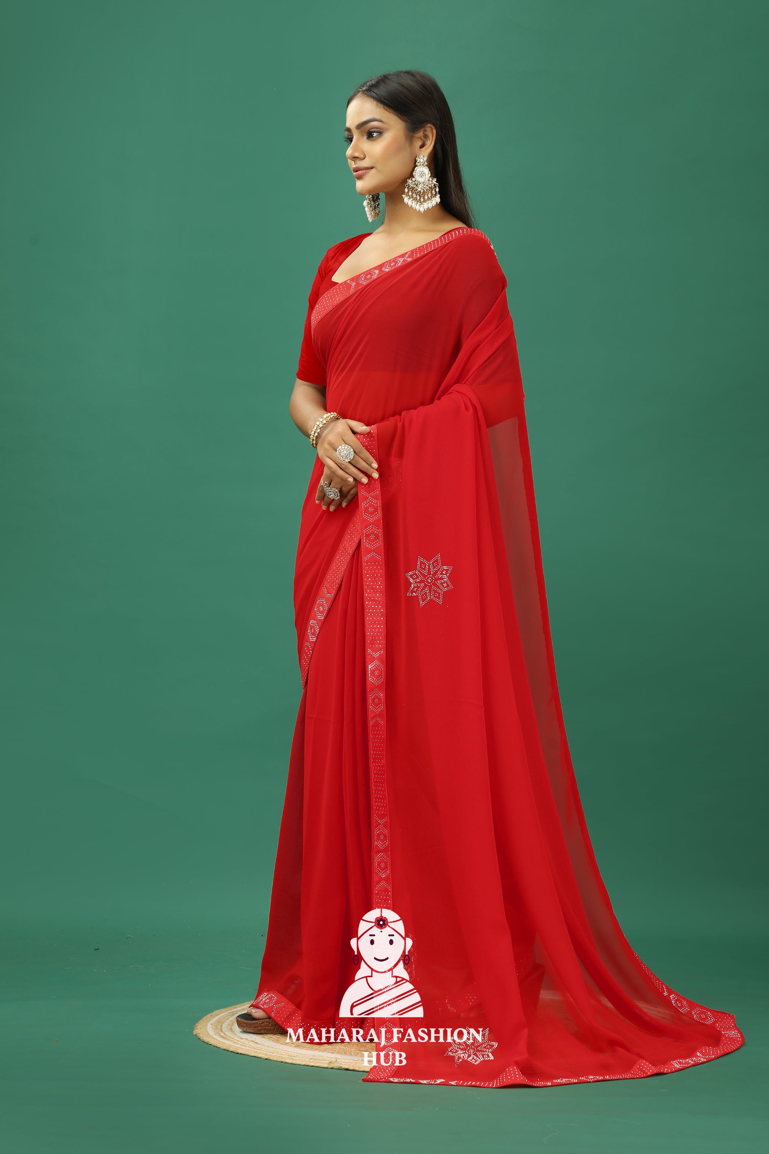 Maharaj Fashion Hub Premium Georgette Saree – Soft, Stylish & Ready to Drape
