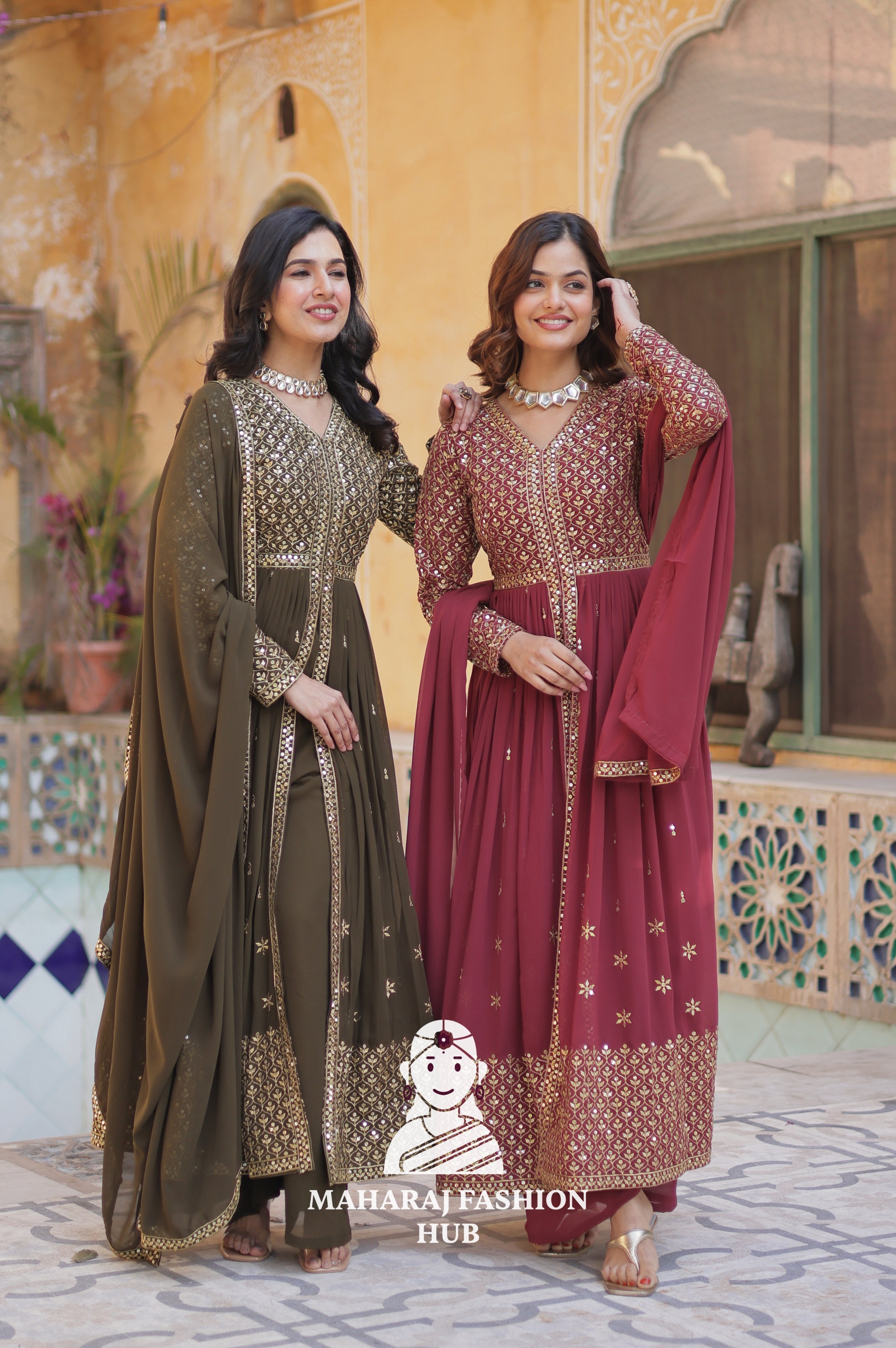 🧣 Designer 3-Piece Outfit in Georgette with Sequins Elegance - Special Designer Gown