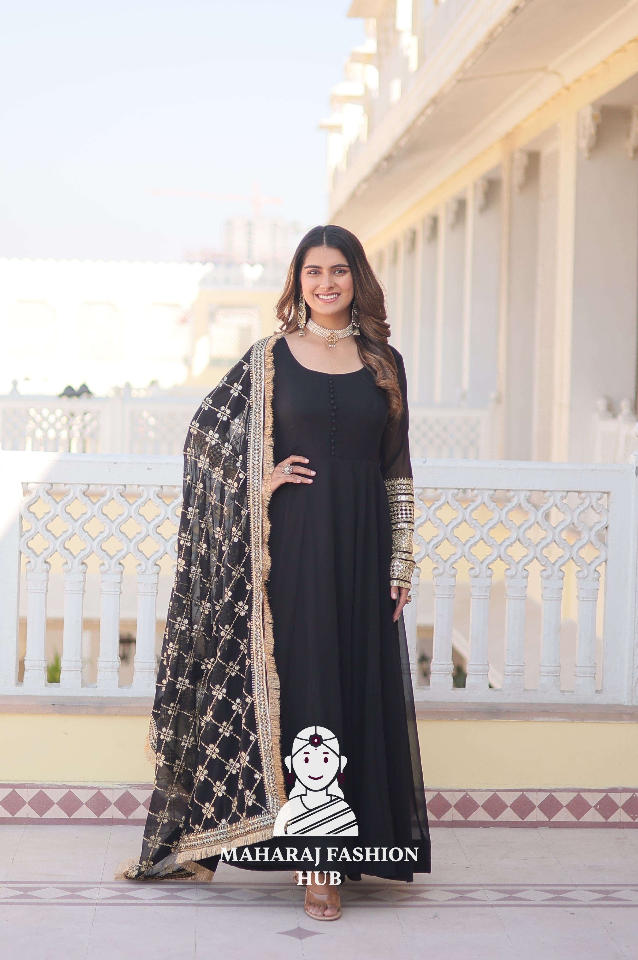 Glam It Up in Faux Blooming – Special Designer Gown with Dupatta Elegance