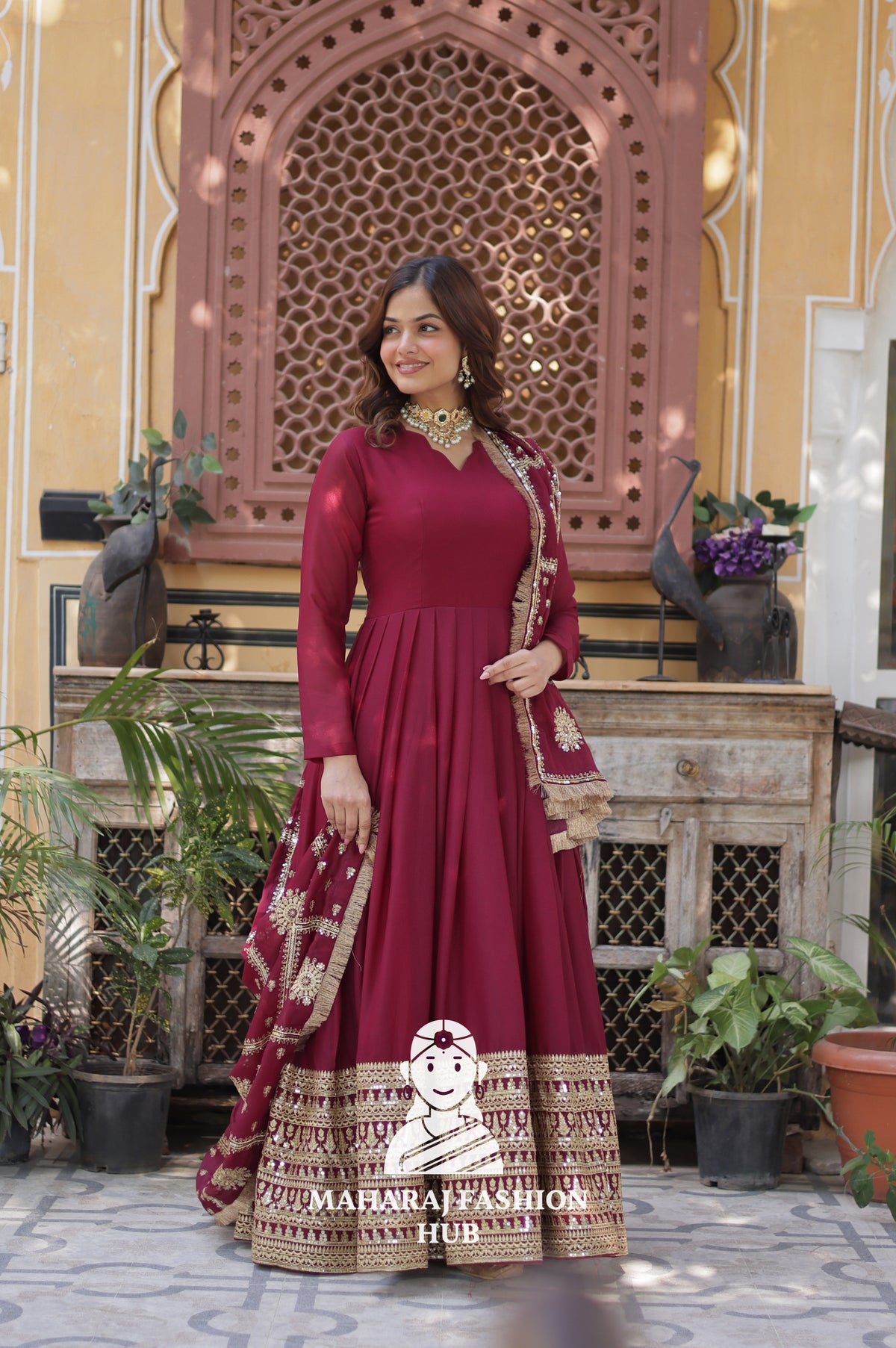 🌟 Statement-Making Gown with Embroidery & Soft Cotton Lining - Special Designer Gown
