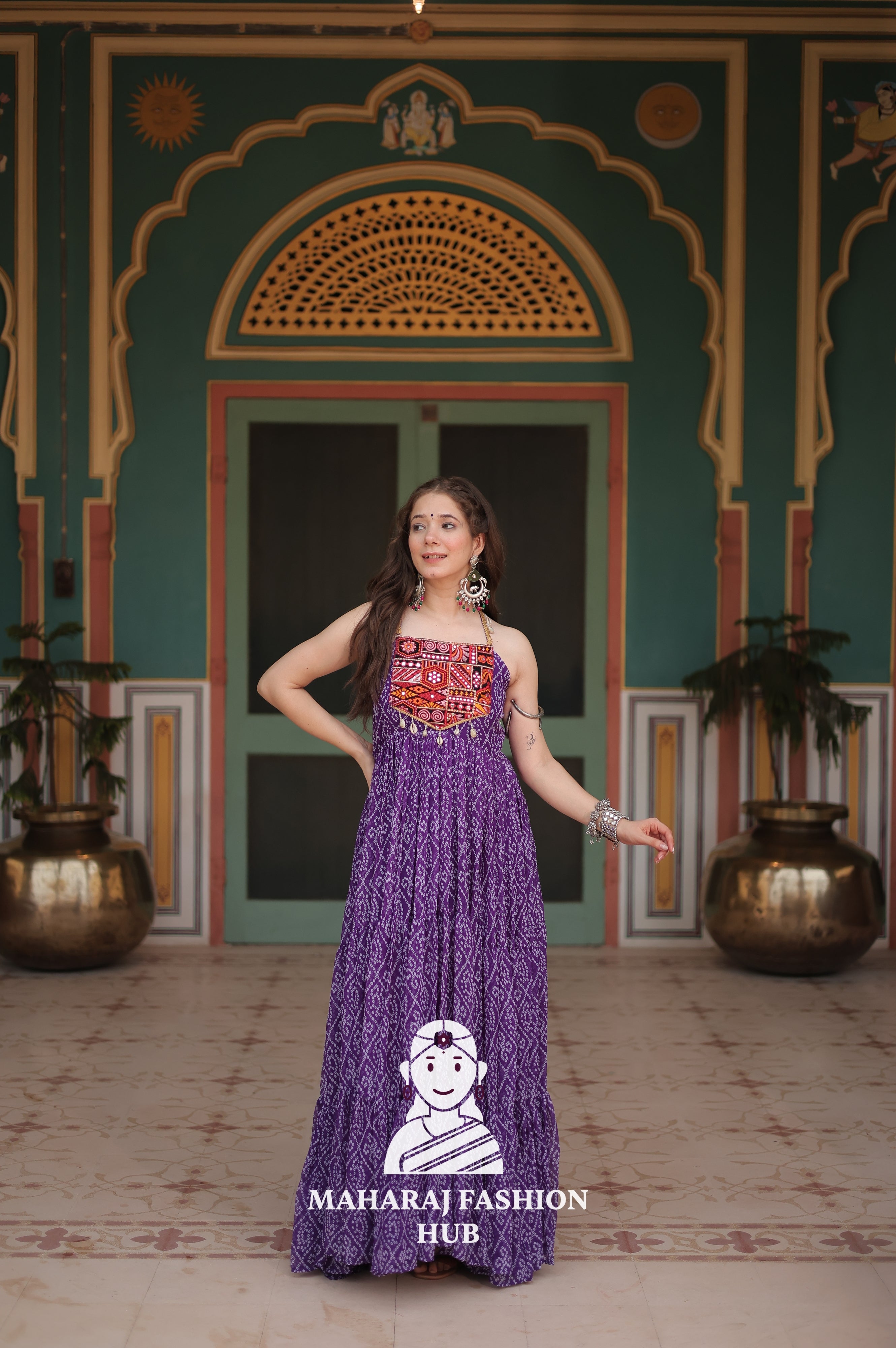 Bandhani Print Faux Georgette Ensemble with Cotton Lining