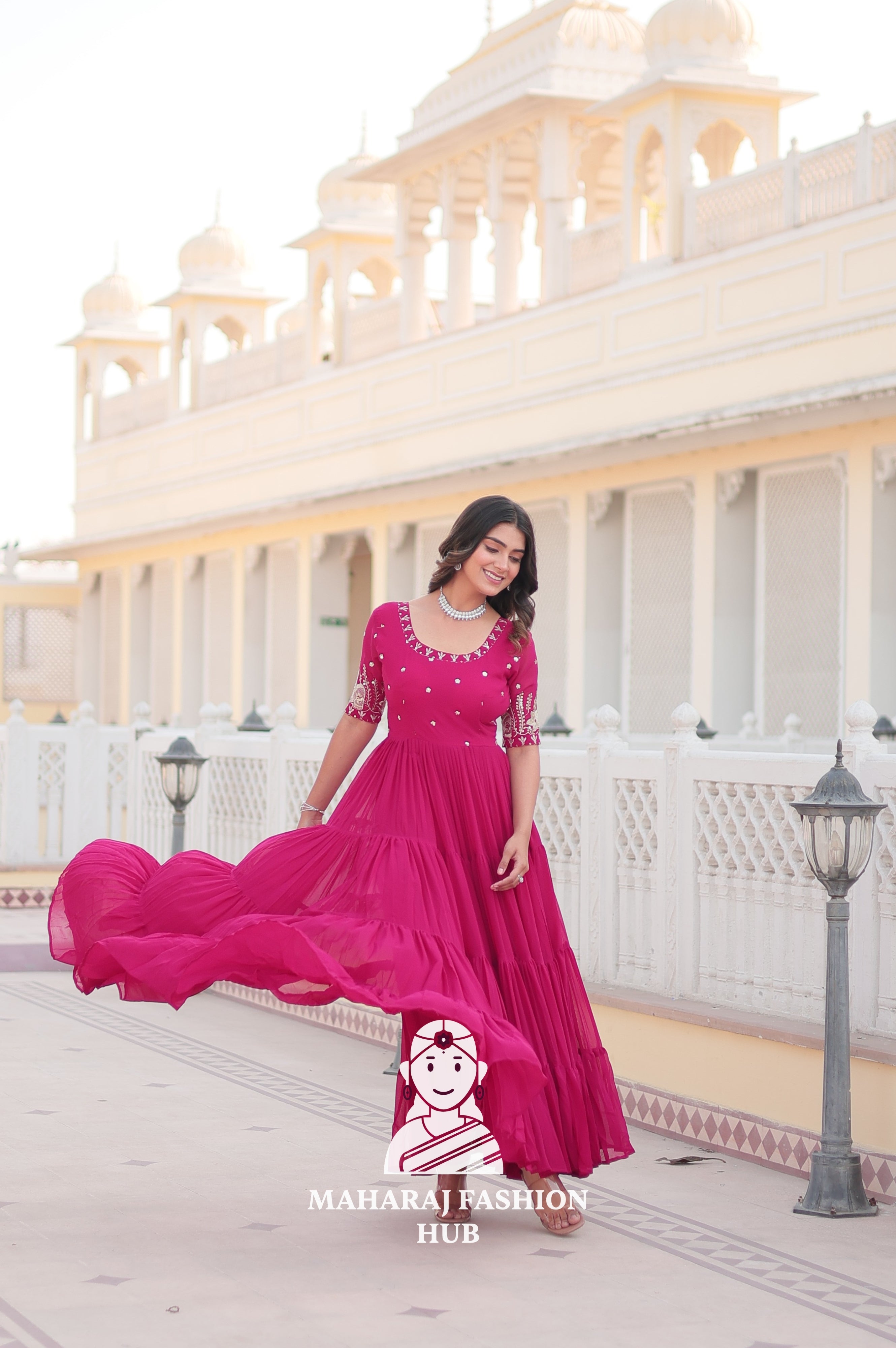 Designer Fabric Charm Embroidery Zari Sequins-work