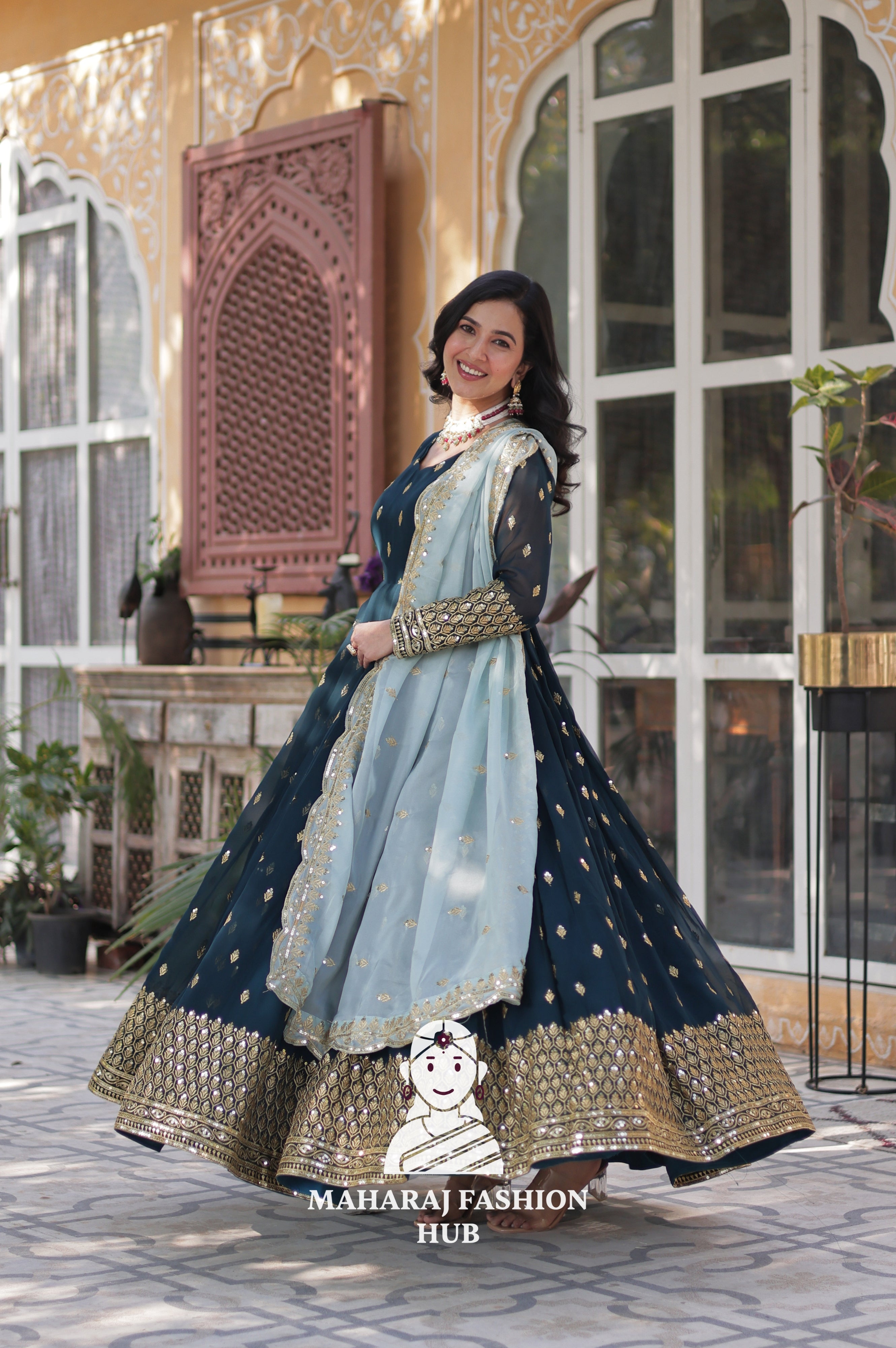 🌸 Embroidered Glam with Tabby Silk Touch - Special Designer Gown