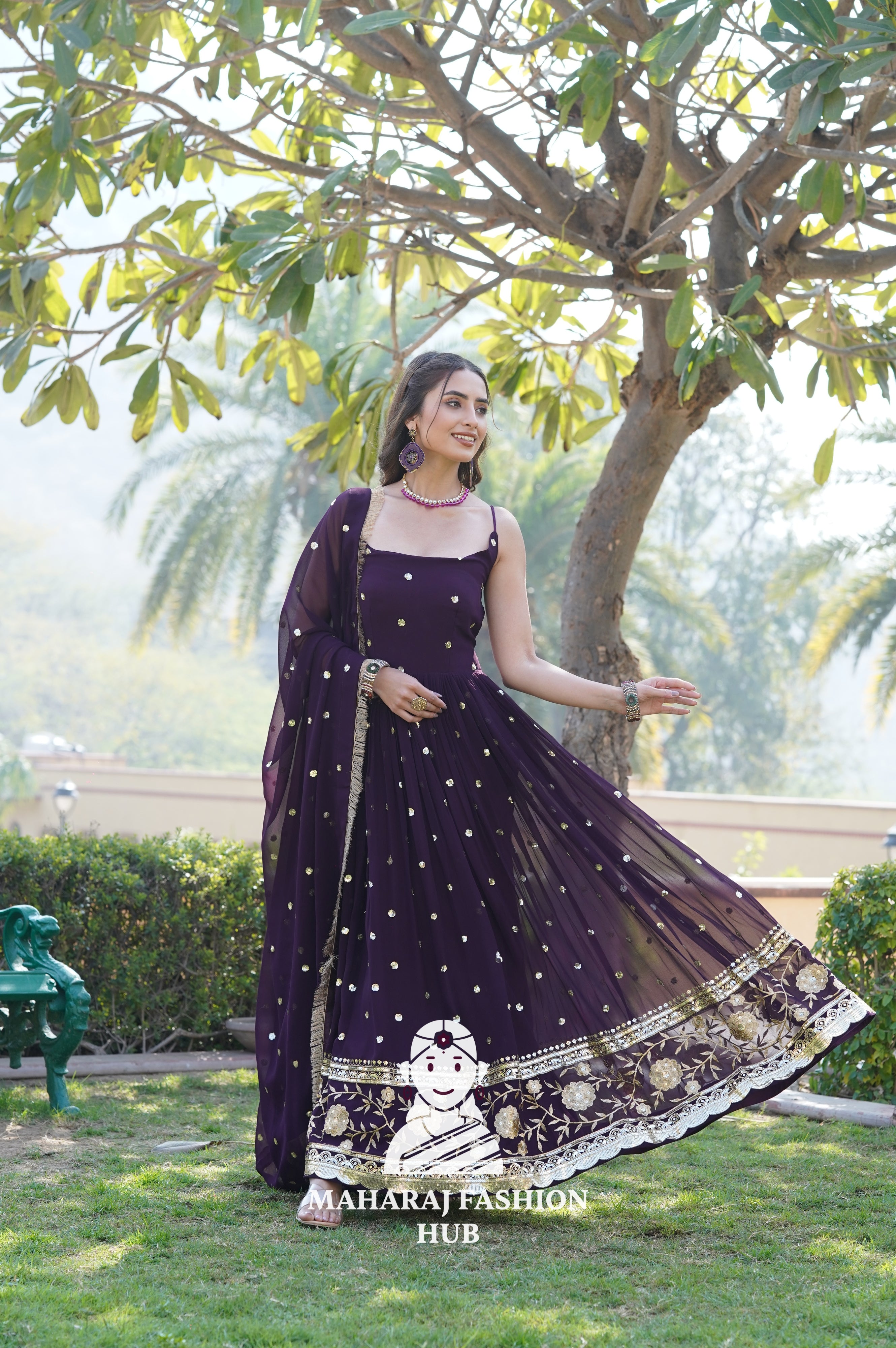 Faux Blooming Special Designer Gown with Stunning Lace Finish Dupatta