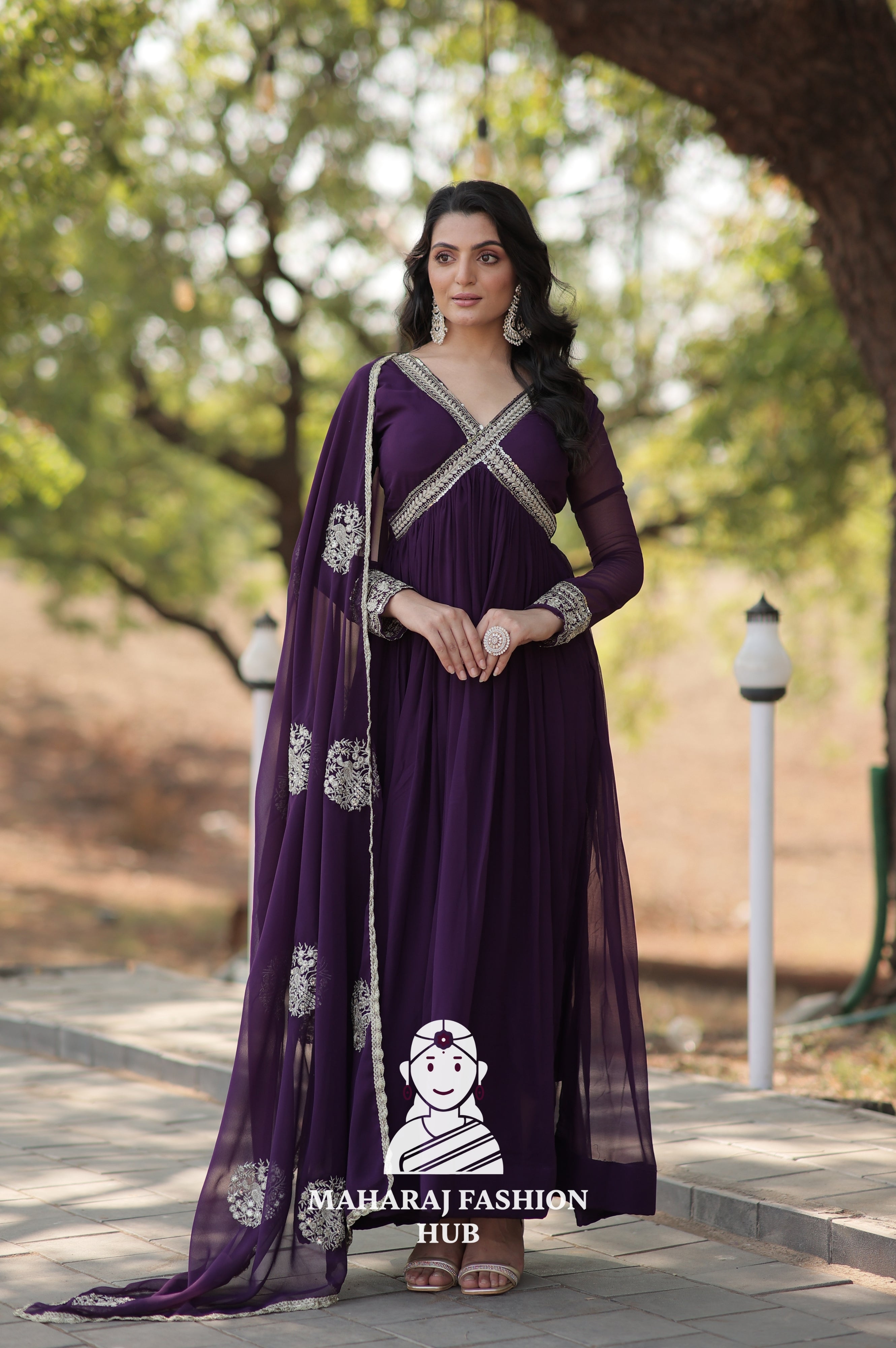 Stunning Fabric Craft with Sequins Embroidered Dupatta - Special Designer Gown