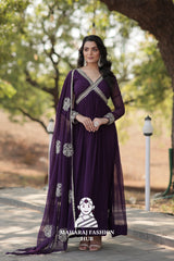 Stunning Fabric Craft with Sequins Embroidered Dupatta - Special Designer Gown