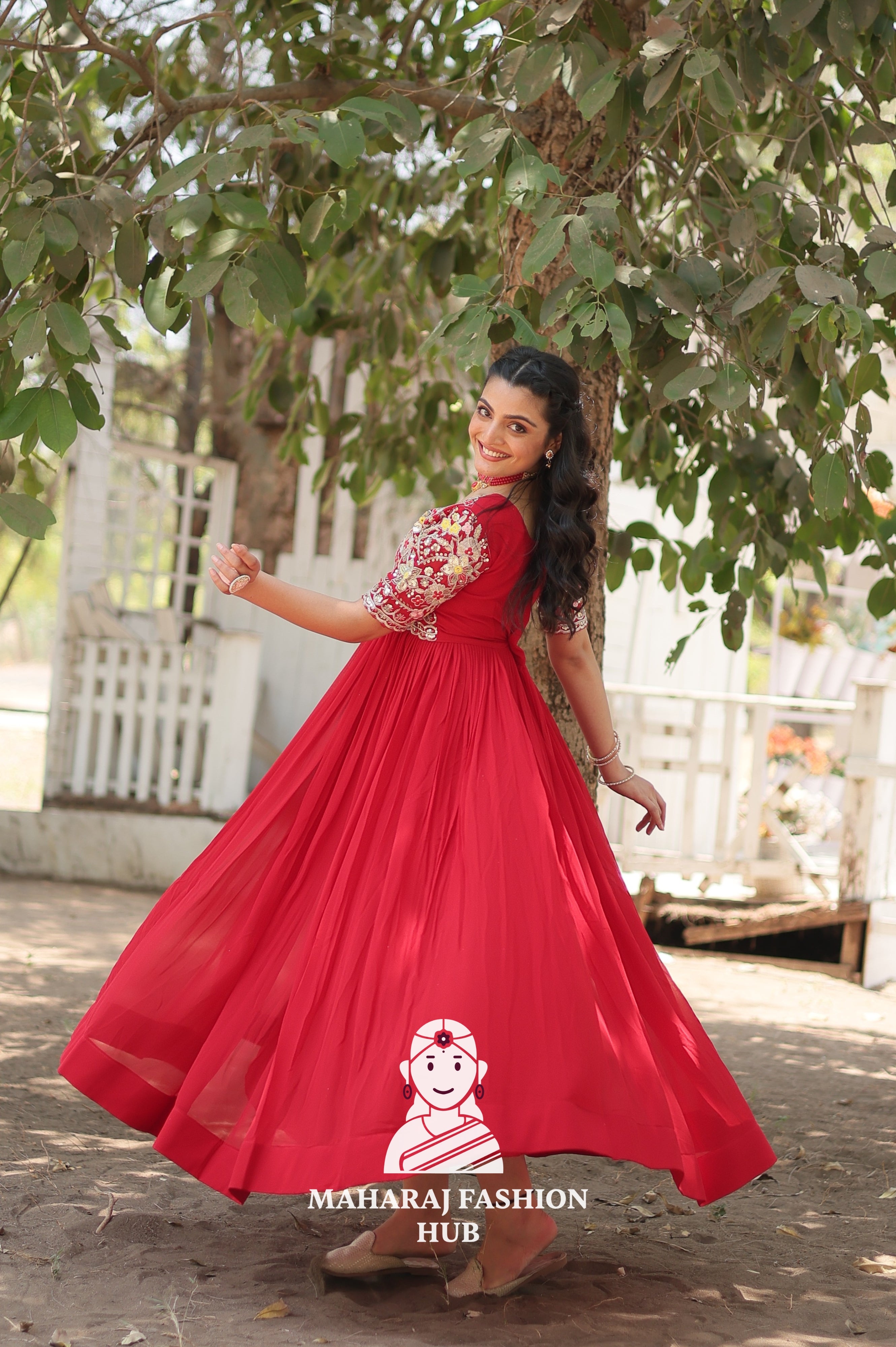 Premium Fabric Gown with Rich Embroidery and Sequins