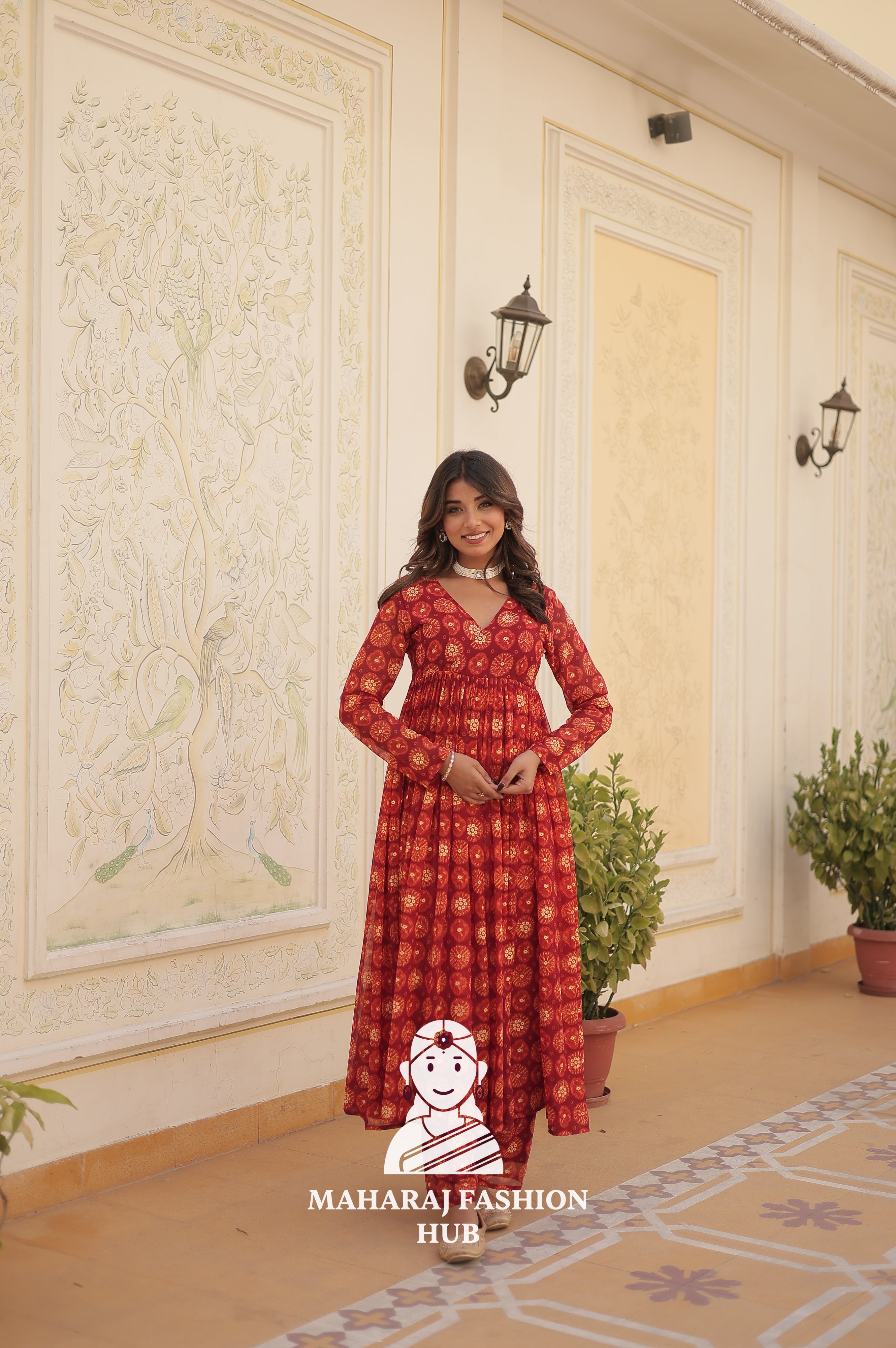 Ethnic Charm in Foil Print Georgette Grace - Special Designer Gown