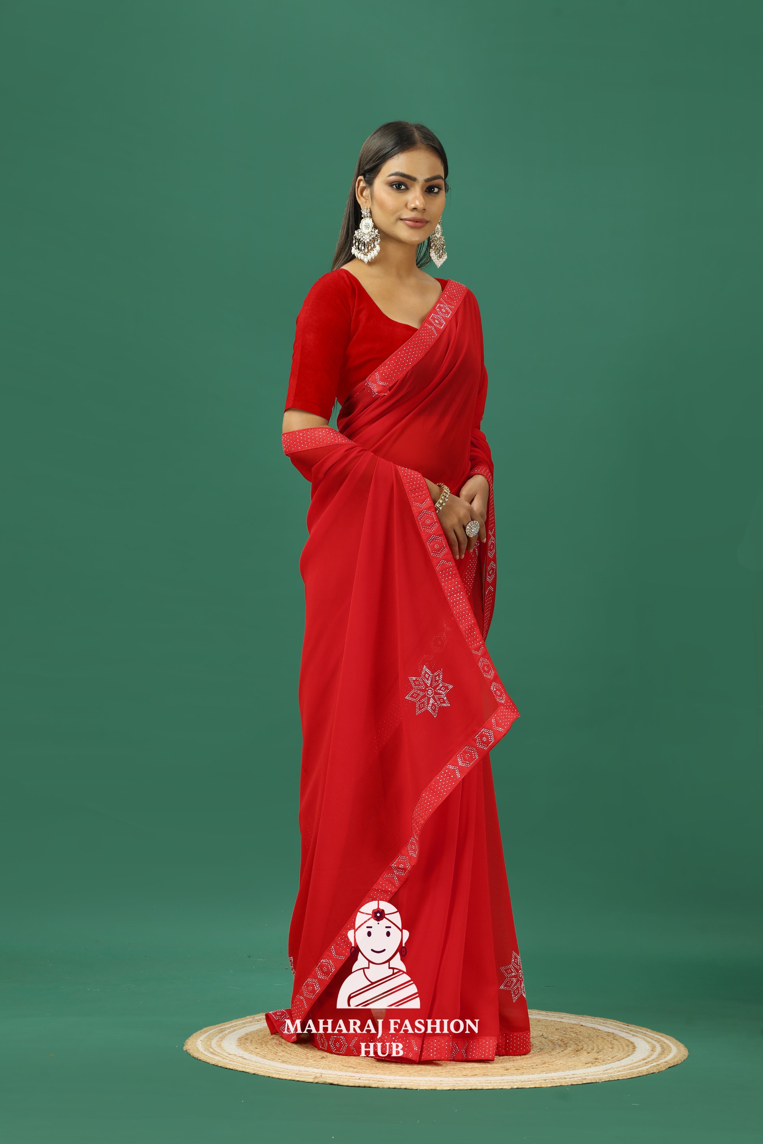 Maharaj Fashion Hub Premium Georgette Saree – Soft, Stylish & Ready to Drape