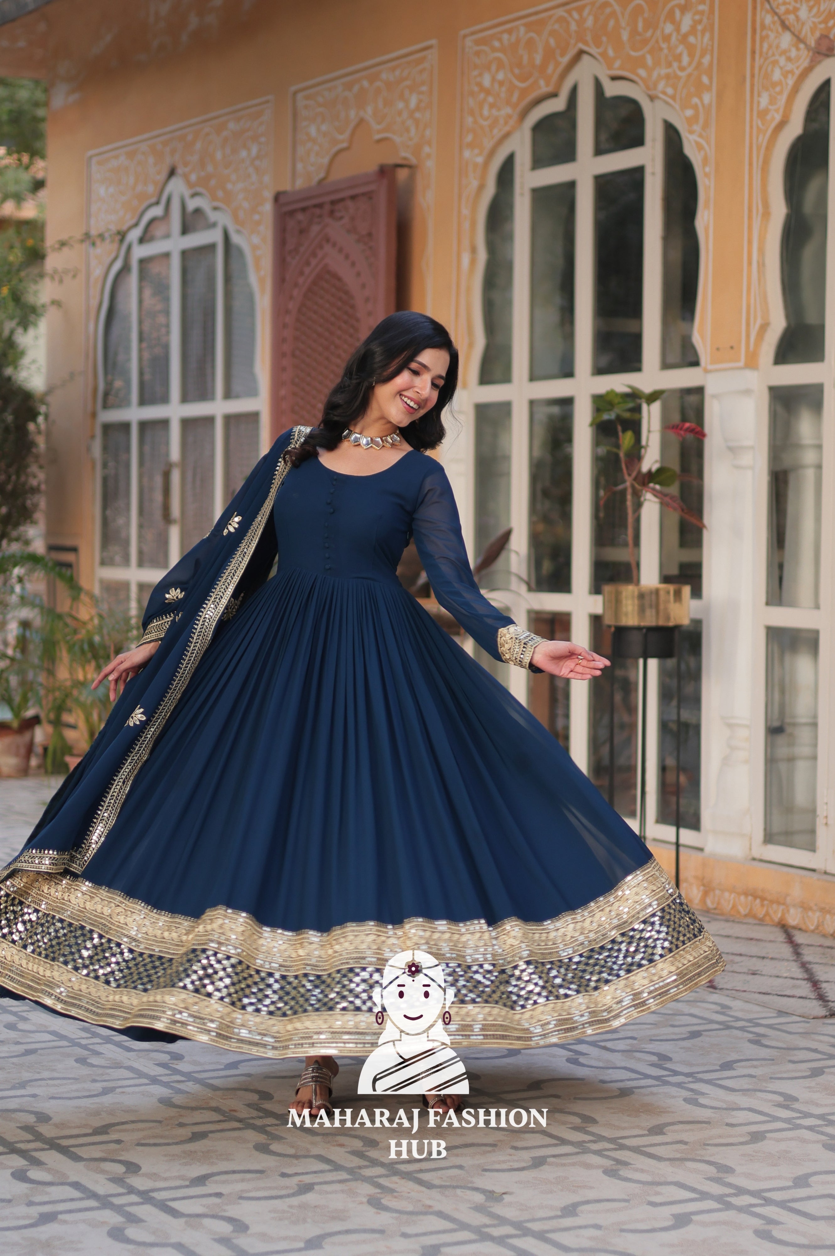 🌟 Embroidery Meets Timeless Comfort - Special Designer Gown