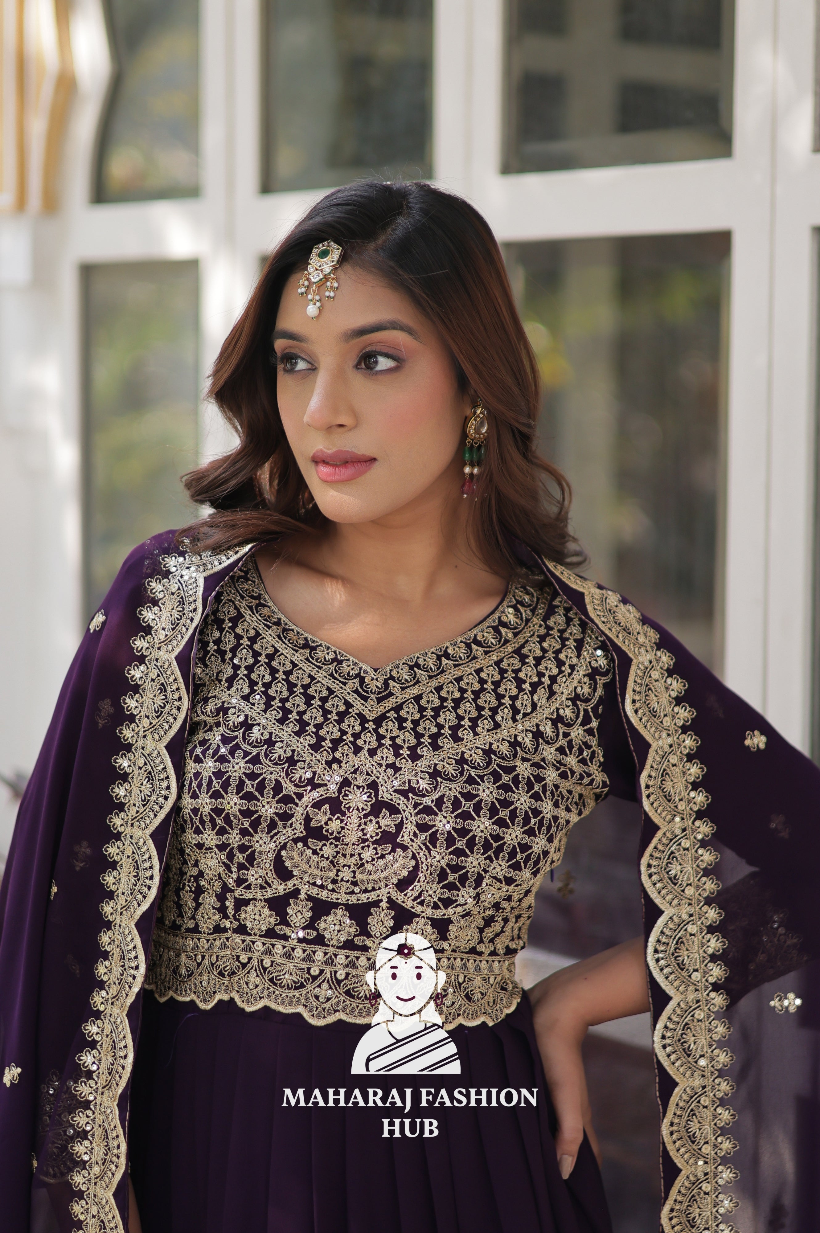 🌸 Designer Gown in Faux Blooming with Heavy Work & Stylish Dupatta - Combo Offer Gown