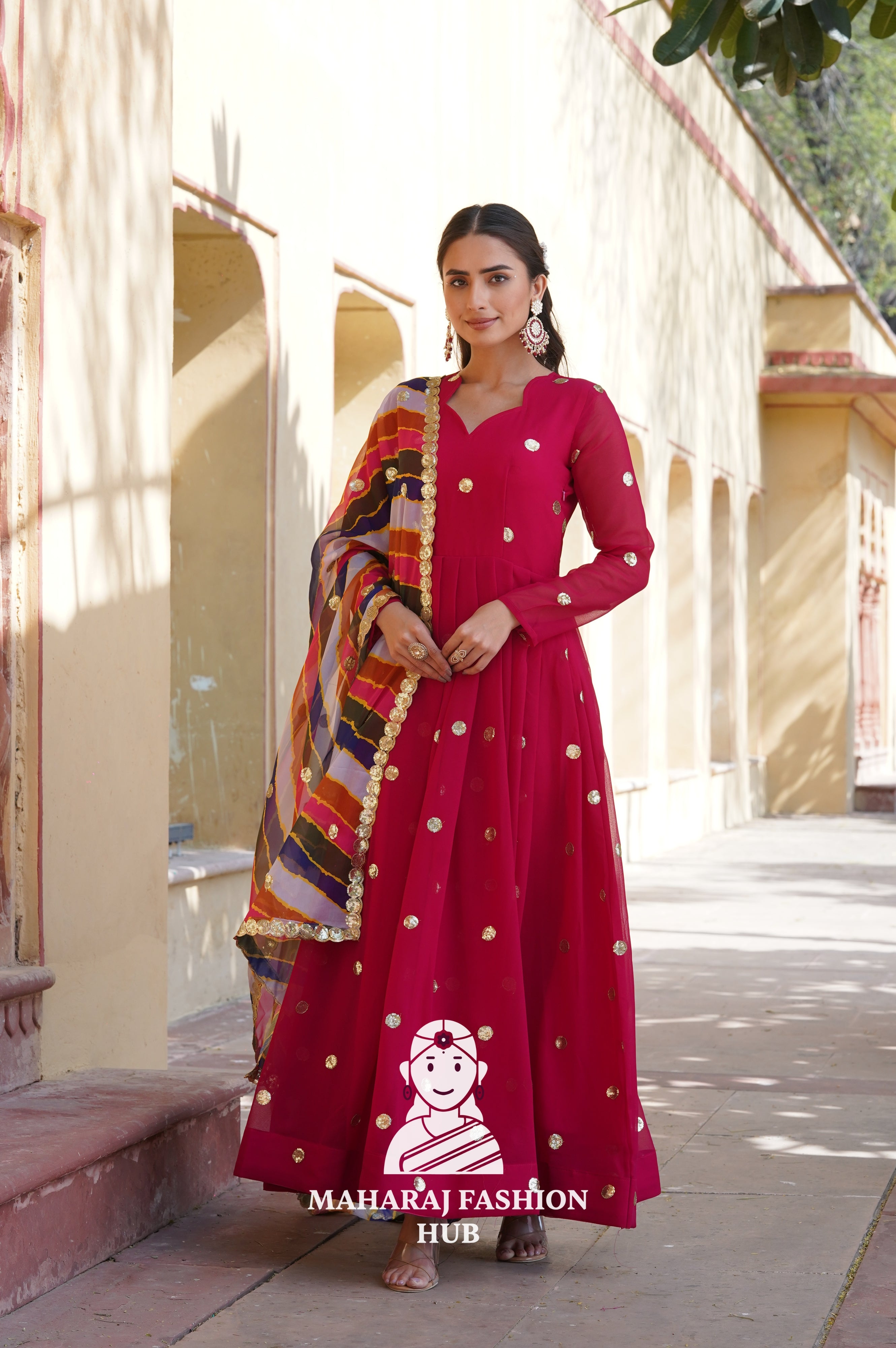 Embroidered Special Designer Gown with 3.5M Flair & Printed Dupatta - Special Designer Gown