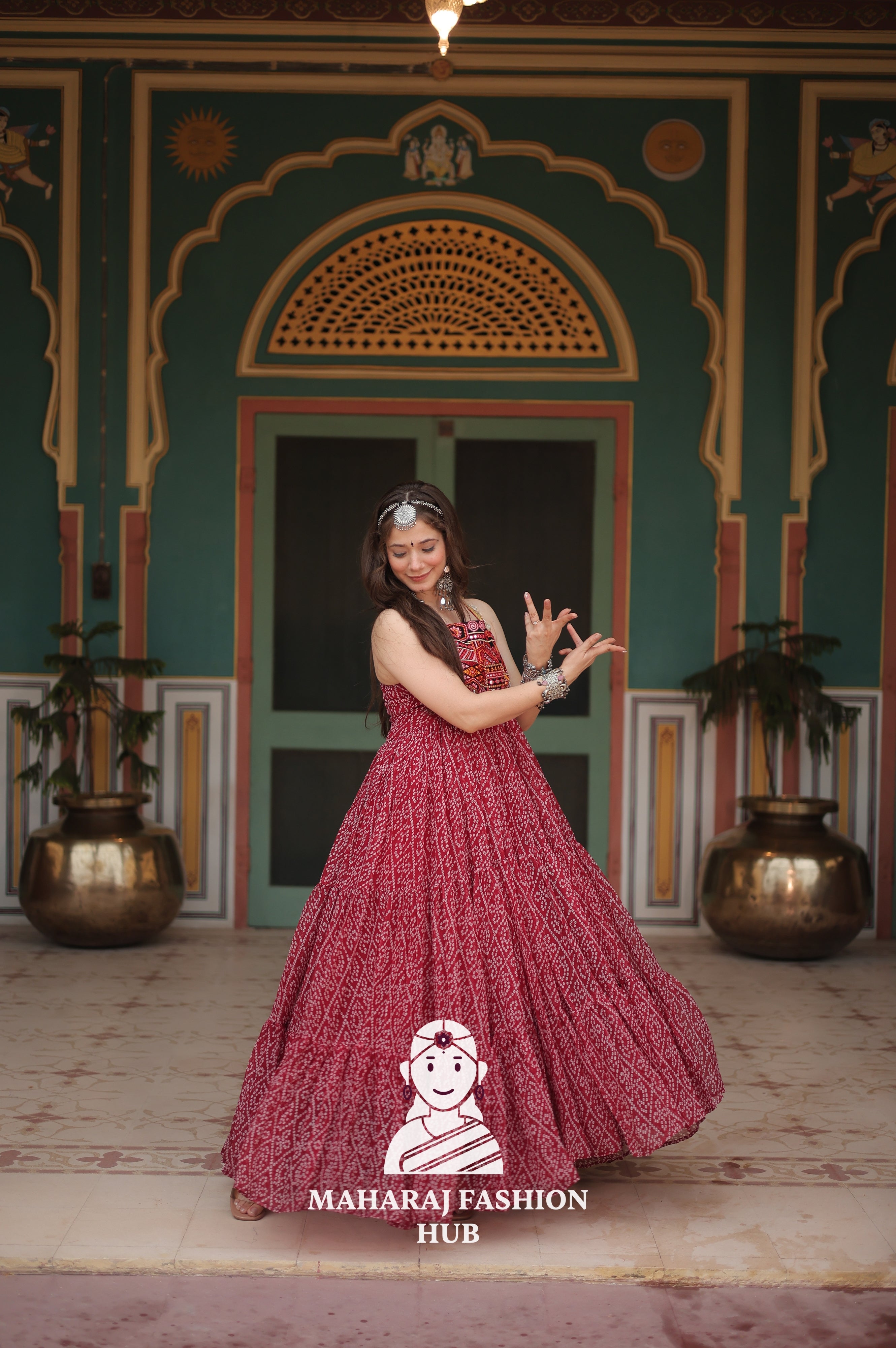 Bandhani Print Faux Georgette Ensemble with Cotton Lining