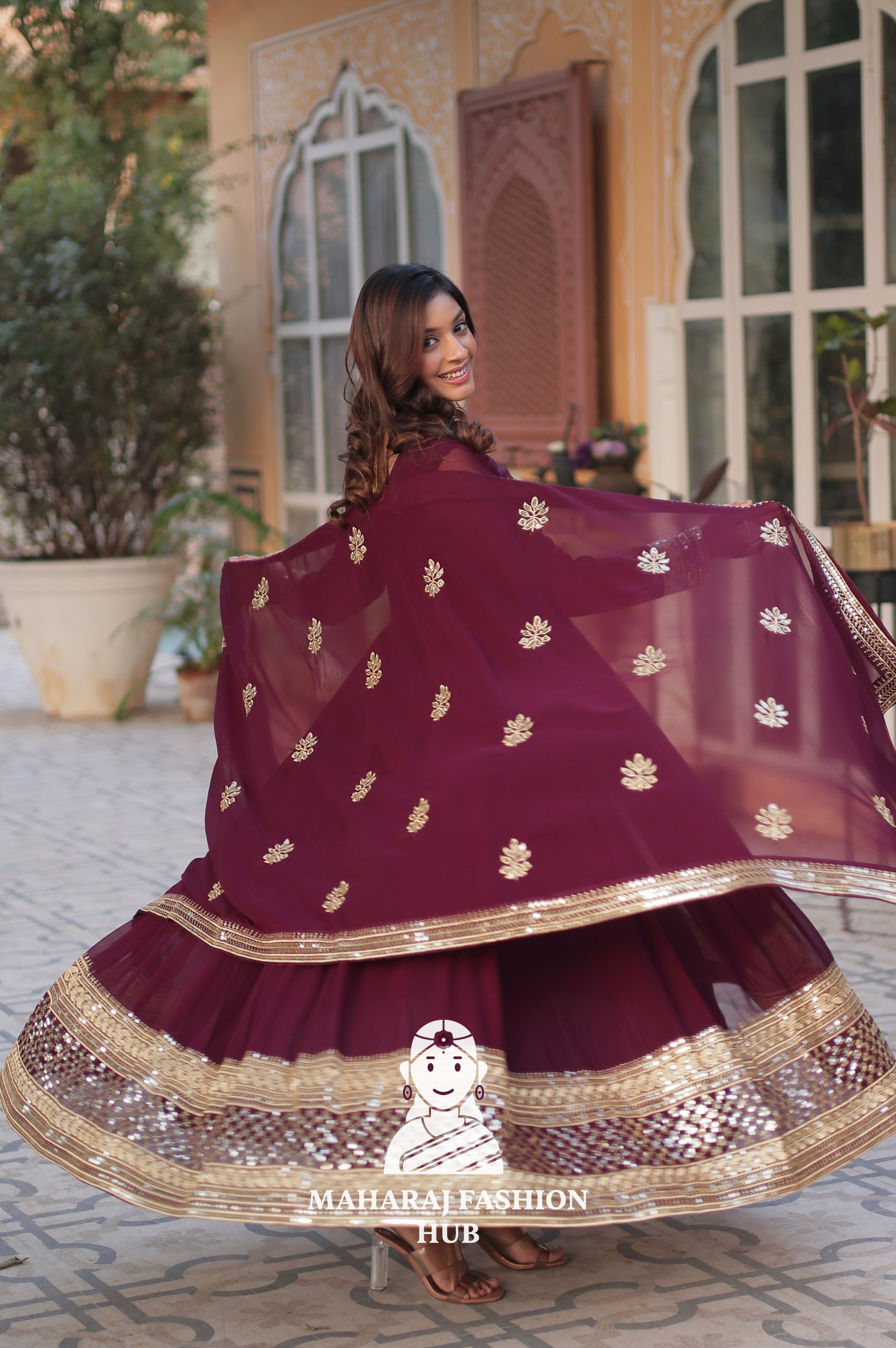 ✨ Faux Blooming Elegance Unveiled - Special Designer Gown
