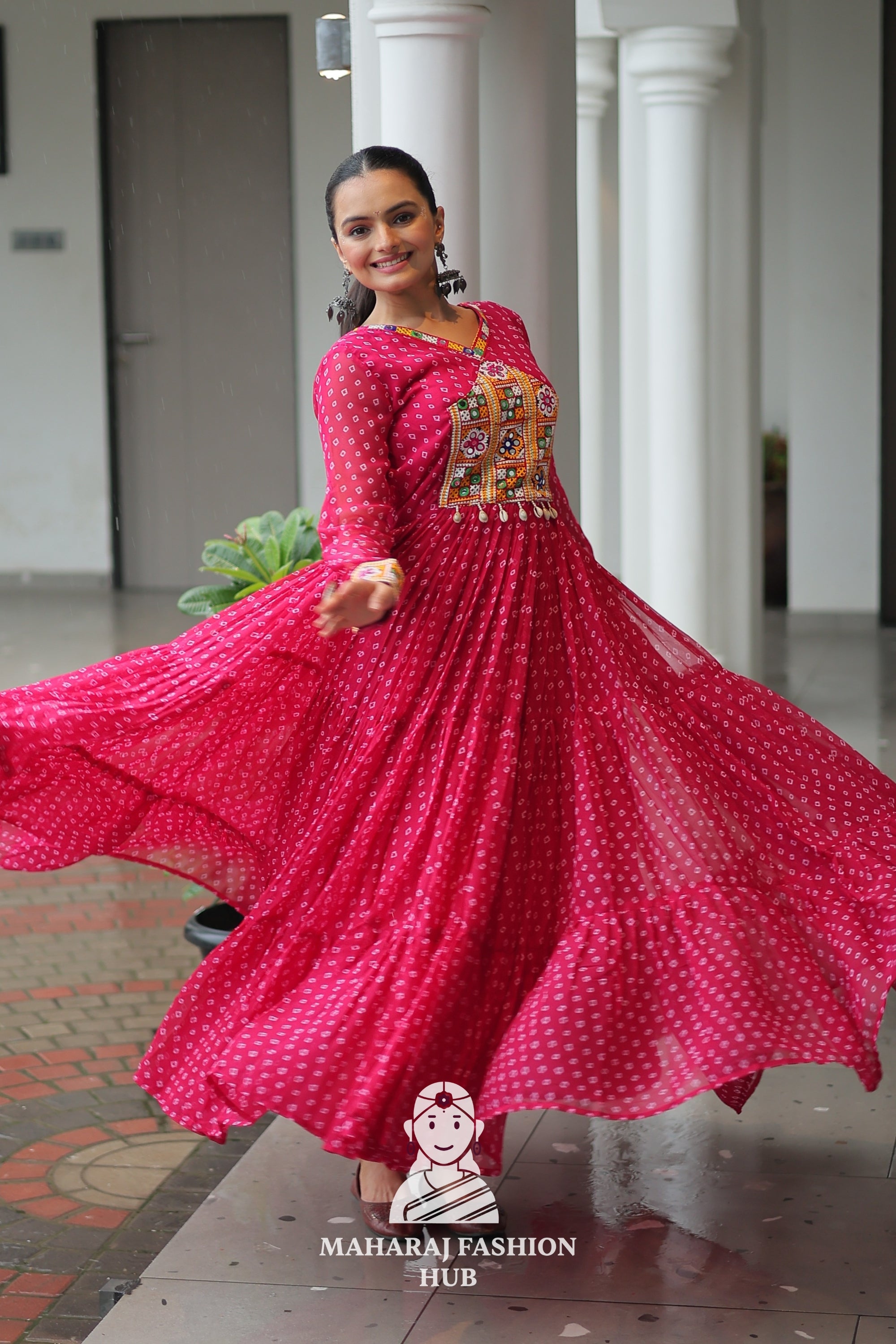 Elegant Faux Georgette Bandhani Print Navratri Collection 🌟👑