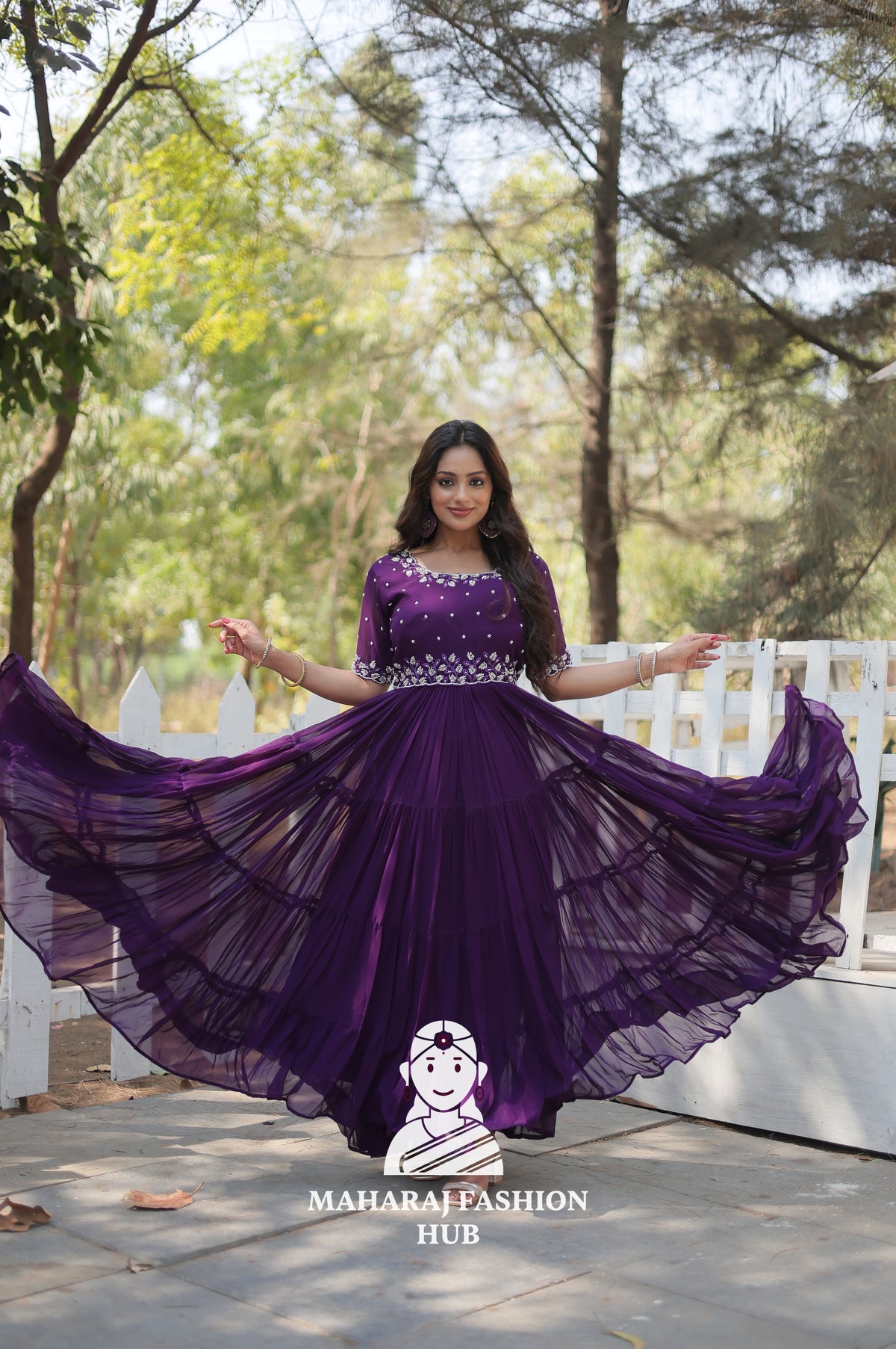 Stunning Beads Embroidered Gown in Faux Blooming Fabric